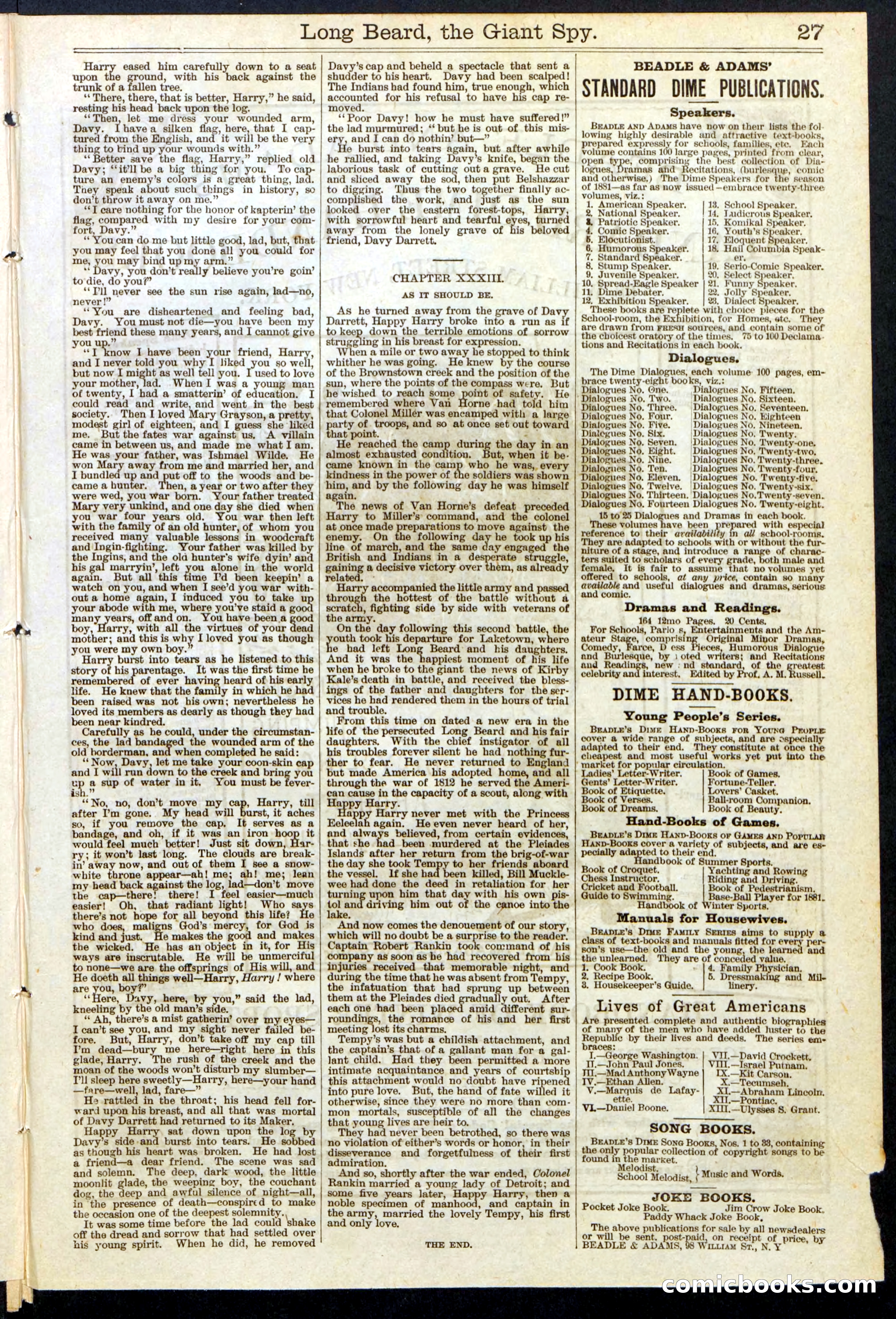Beadle's New York Dime Library, No. 137 — page 27 of 32