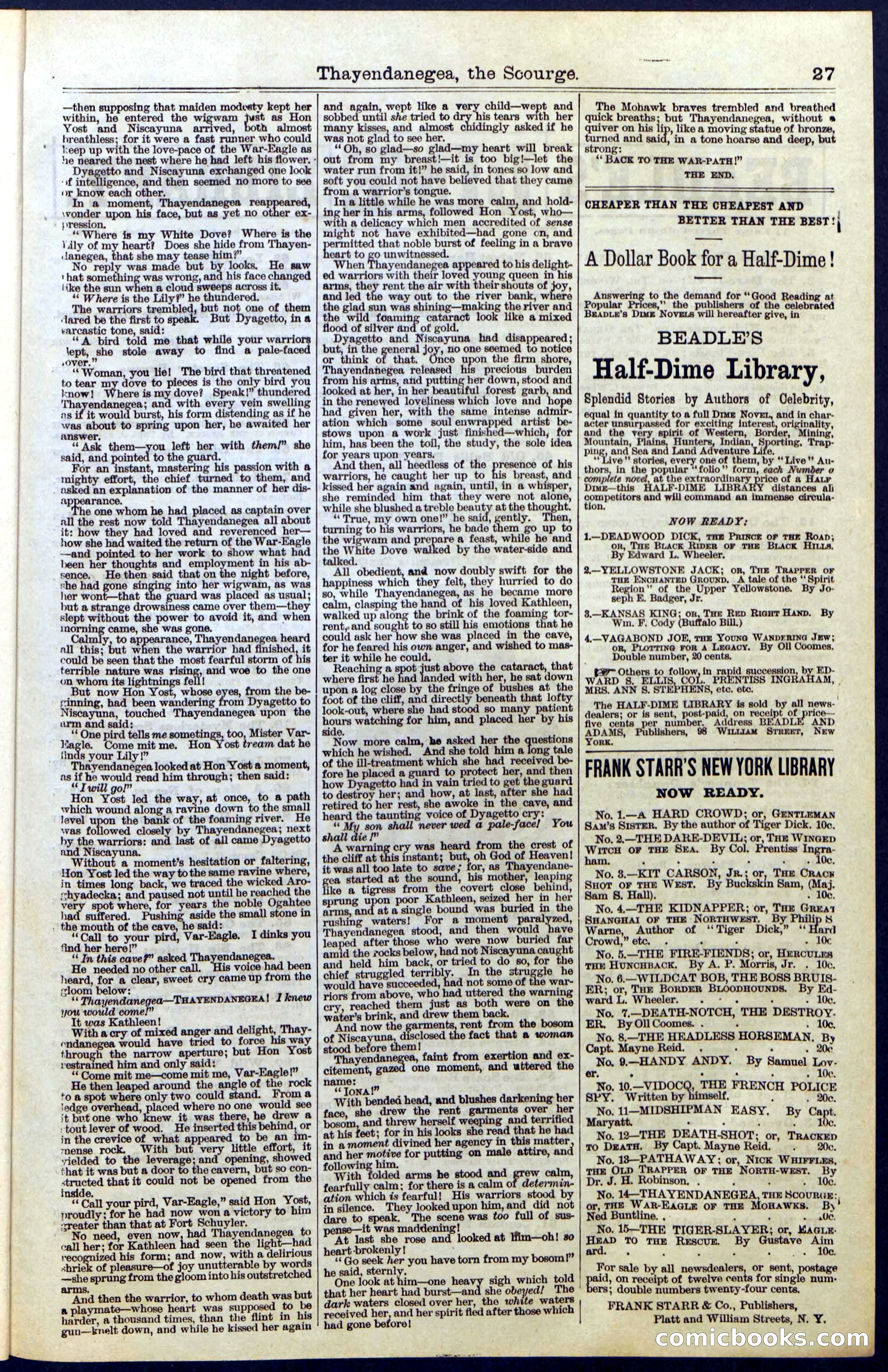 Beadle's Dime Library, Vol. II, No. 14 — page 27 of 28