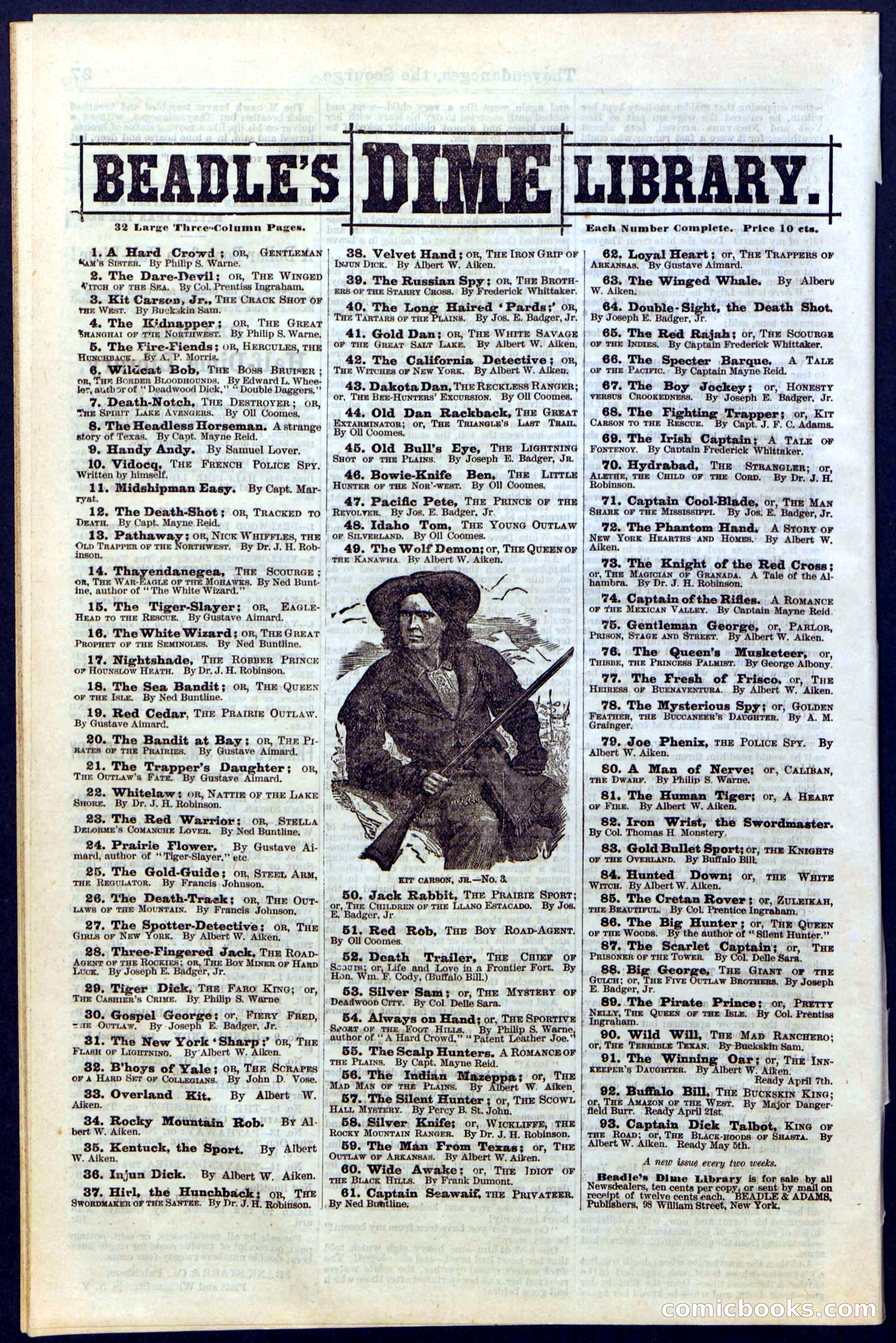 Beadle's Dime Library, Vol. II, No. 14 — page 28 of 28