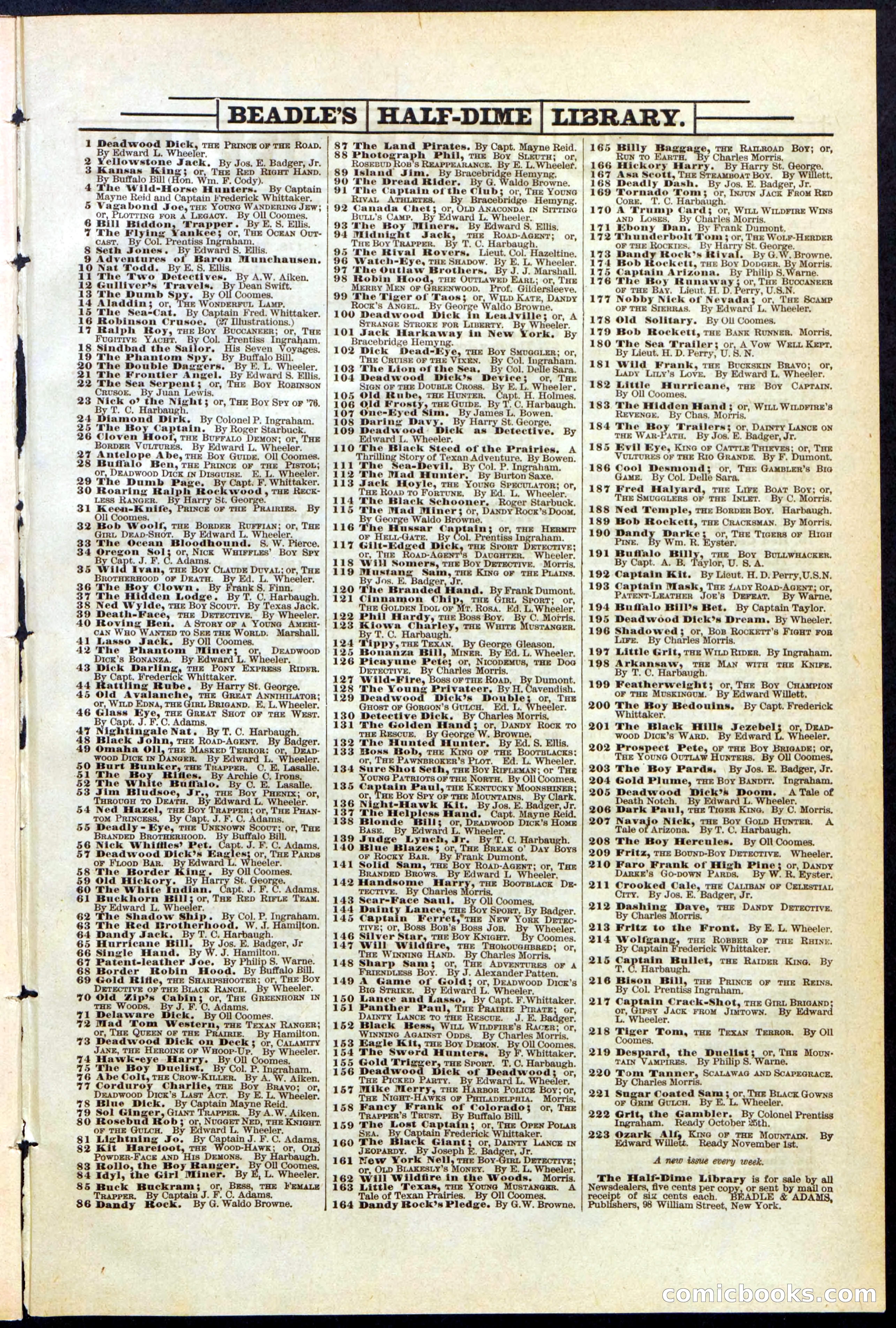 Beadle's New York Dime Library No. 154 — page 31 of 32