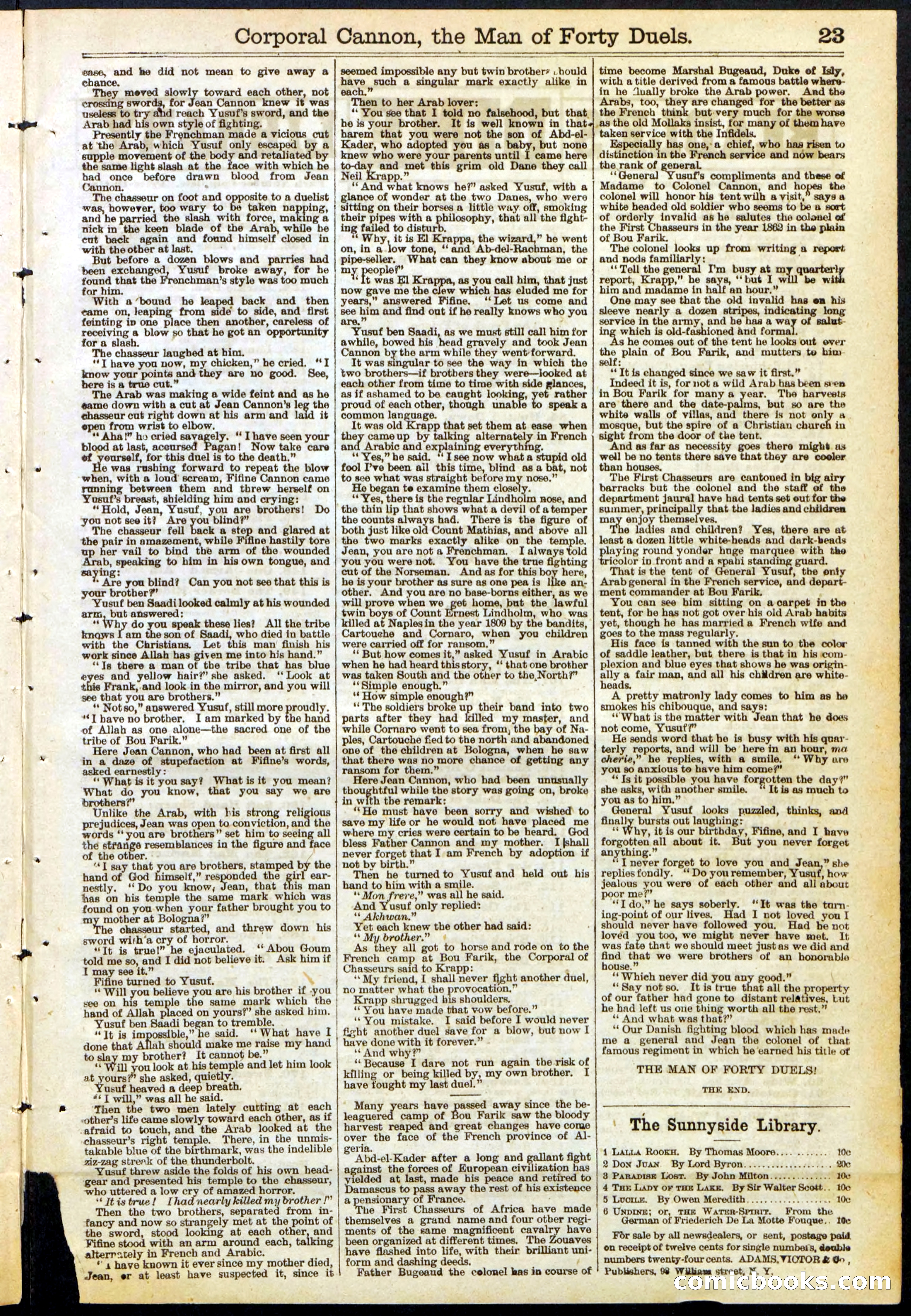 Beadle's New York Dime Library, No. 169 — page 23 of 24