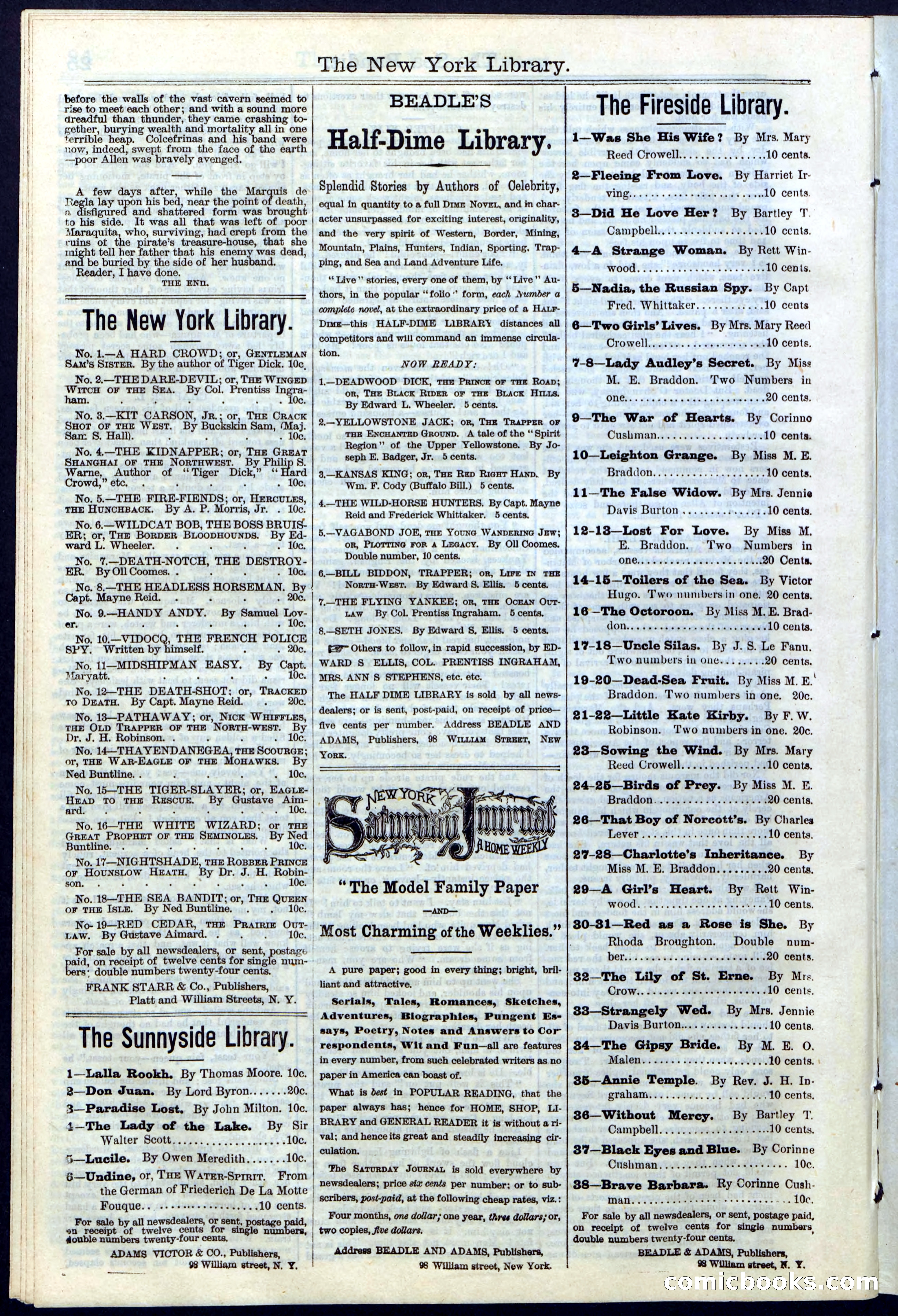 Beadle's Dime Library No. 18 — page 26 of 28