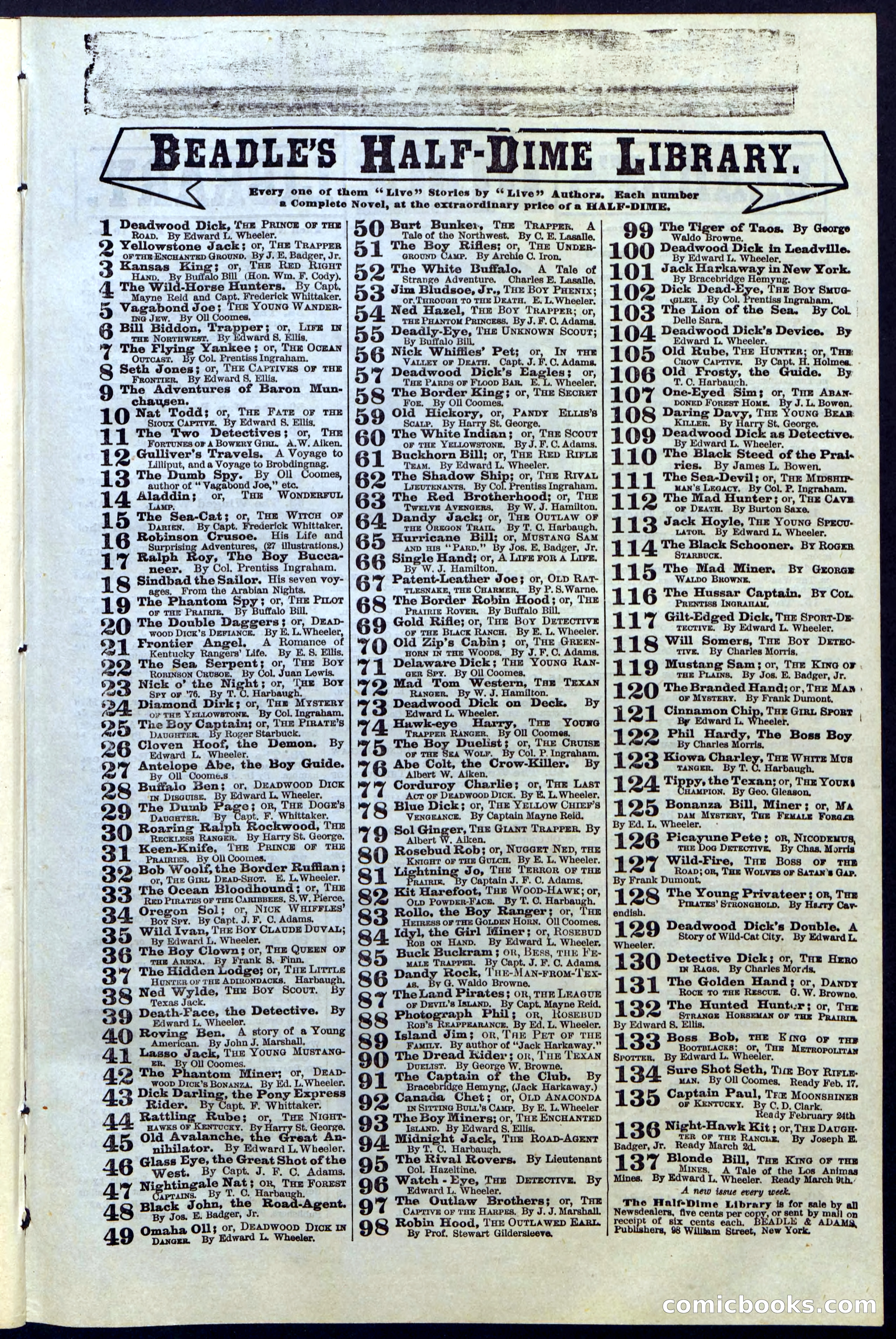 Beadle's Dime Library No. 18 — page 27 of 28