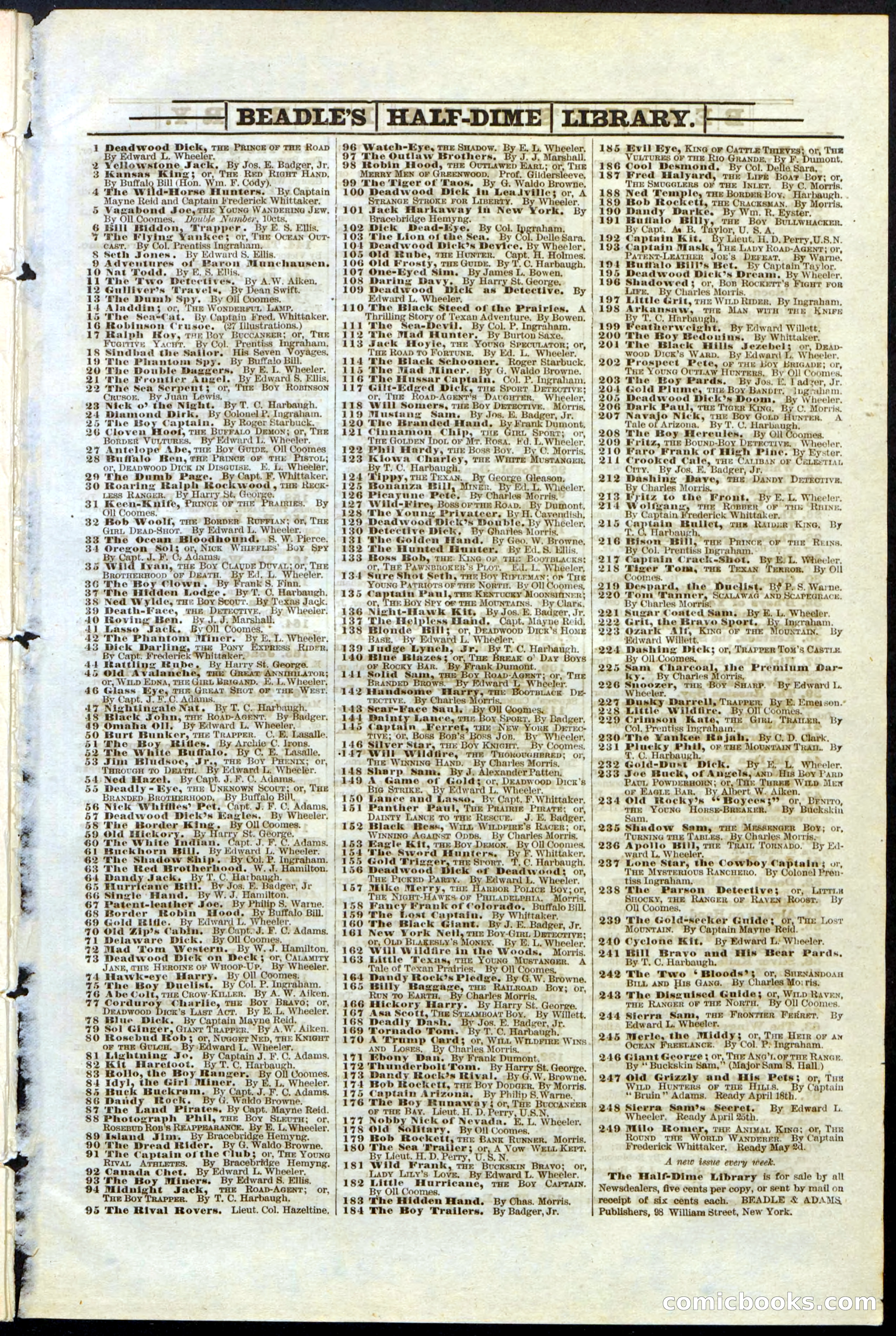 Beadle's New York Dime Library, No. 181 — page 31 of 32