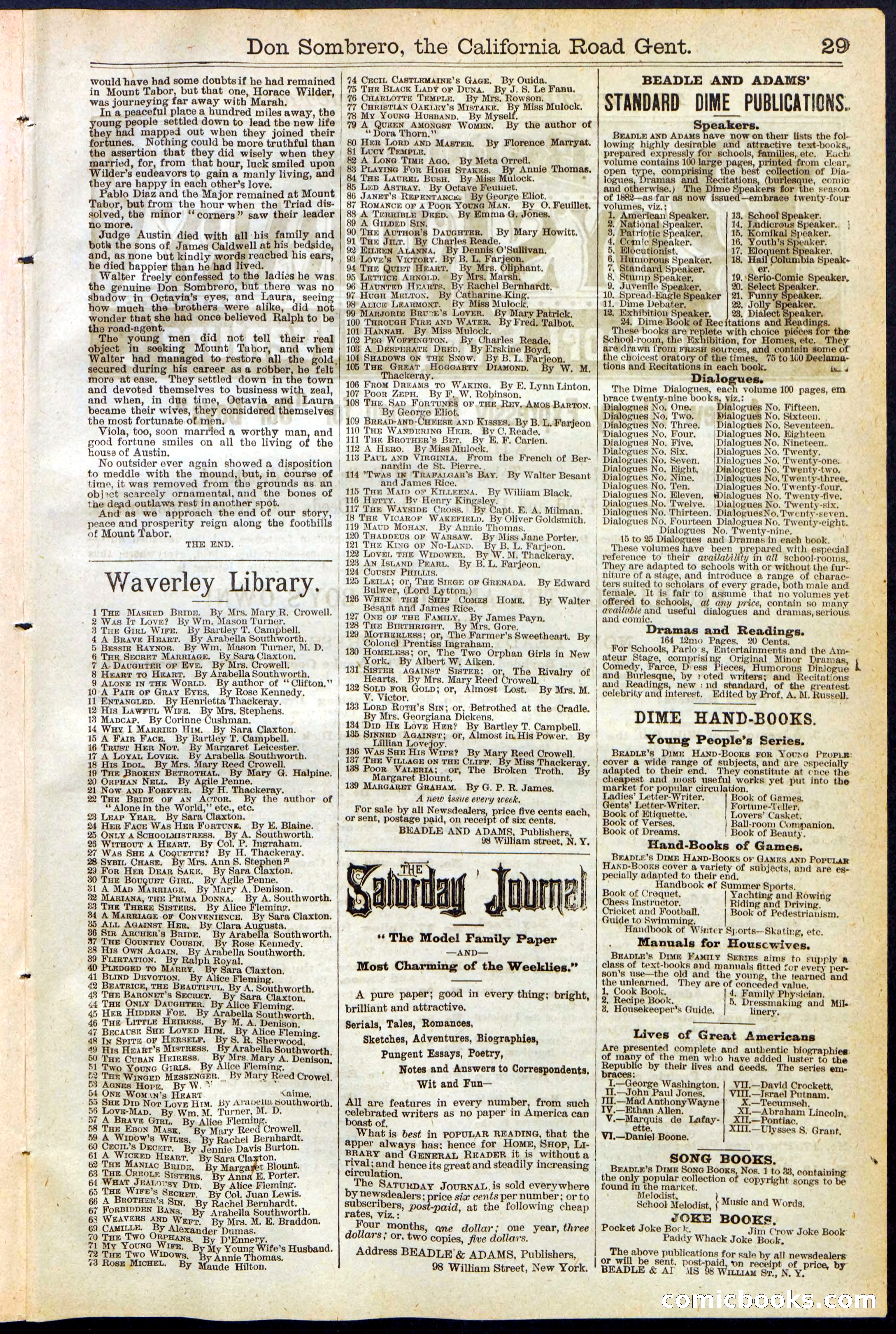 Beadle's New York Dime Library, No. 194 — page 29 of 32