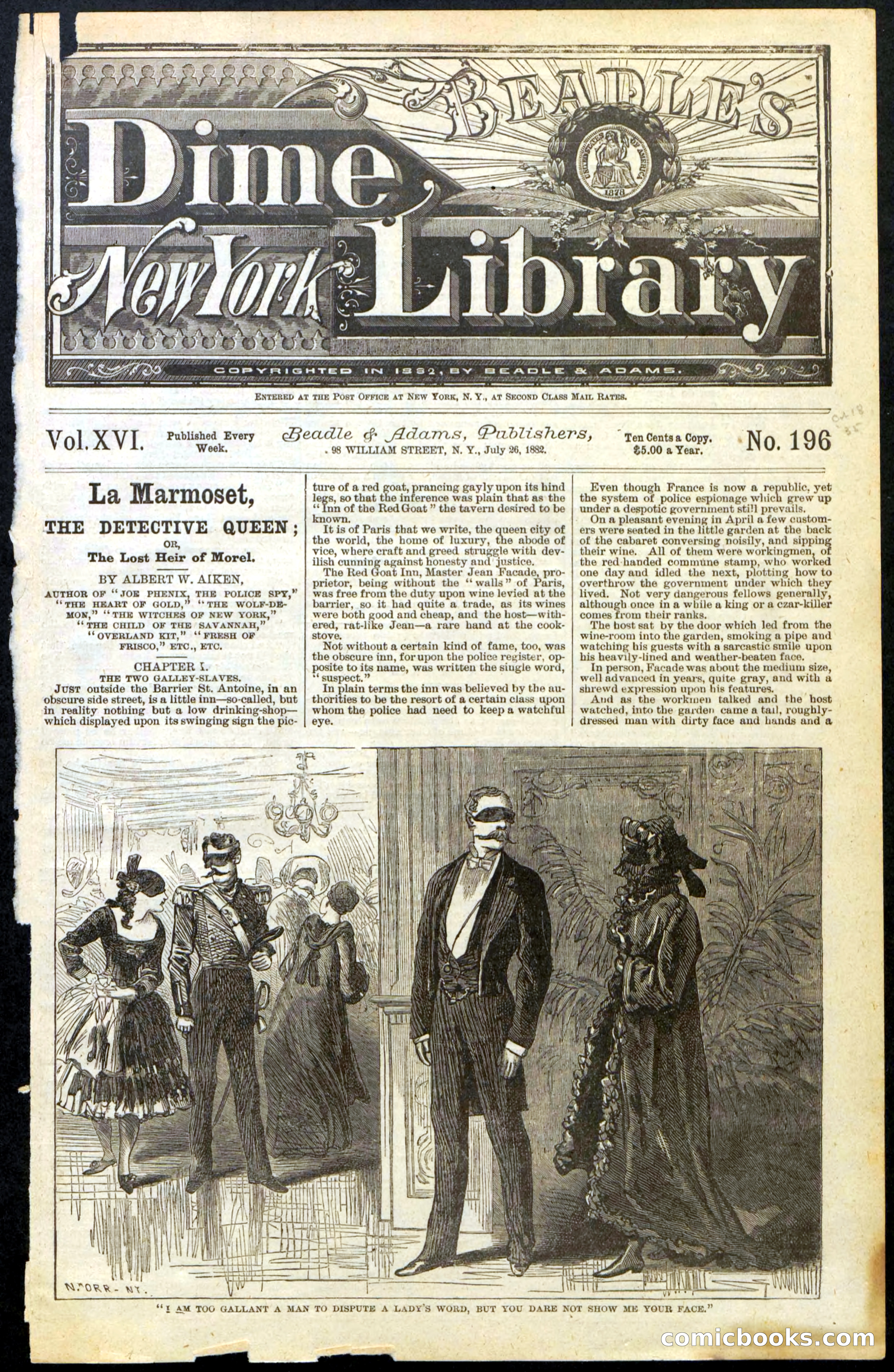 Beadle's New York Dime Library, No. 196 — page 1 of 28