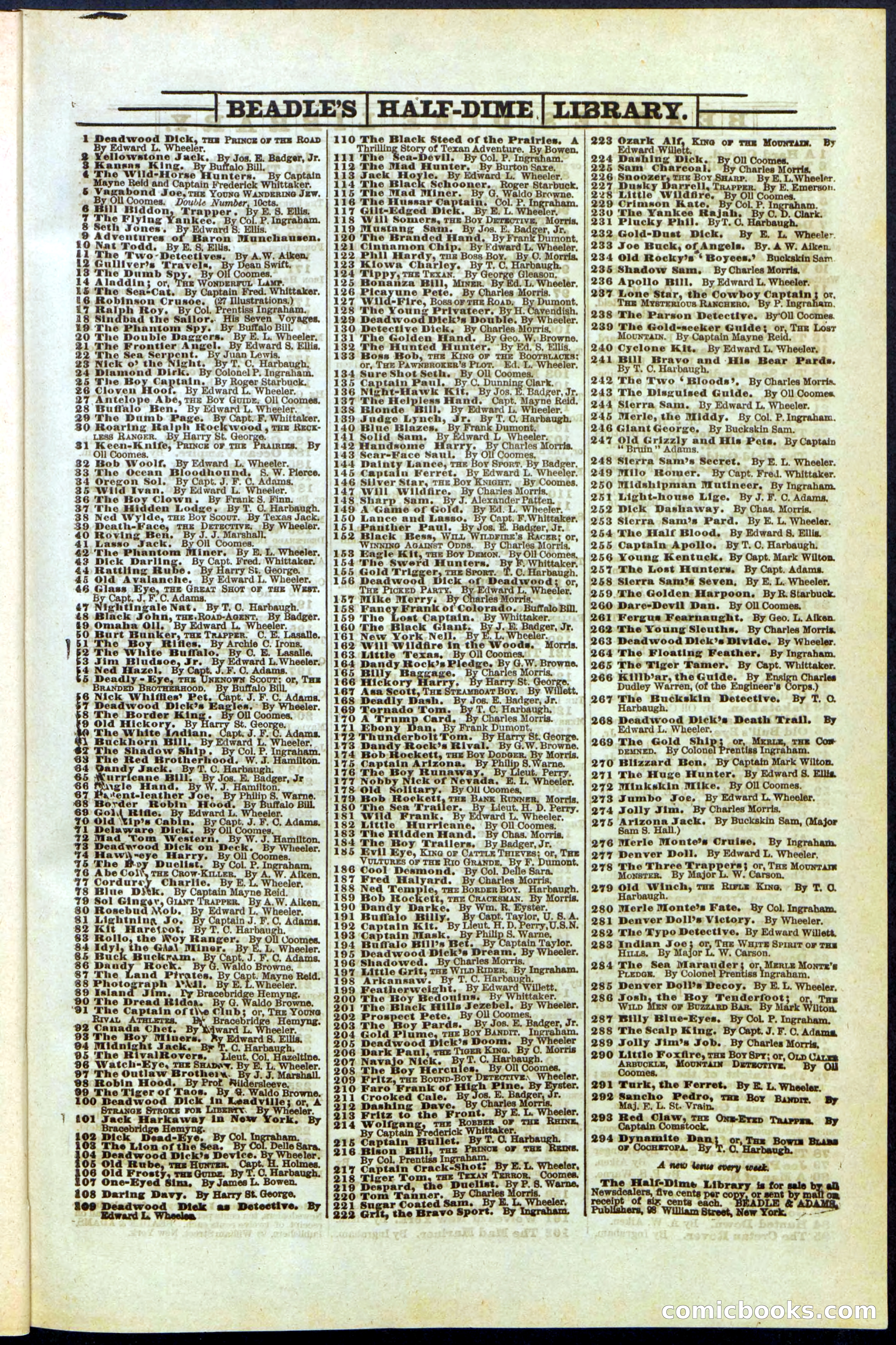 Beadle's New York Dime Library No. 210 — page 31 of 32