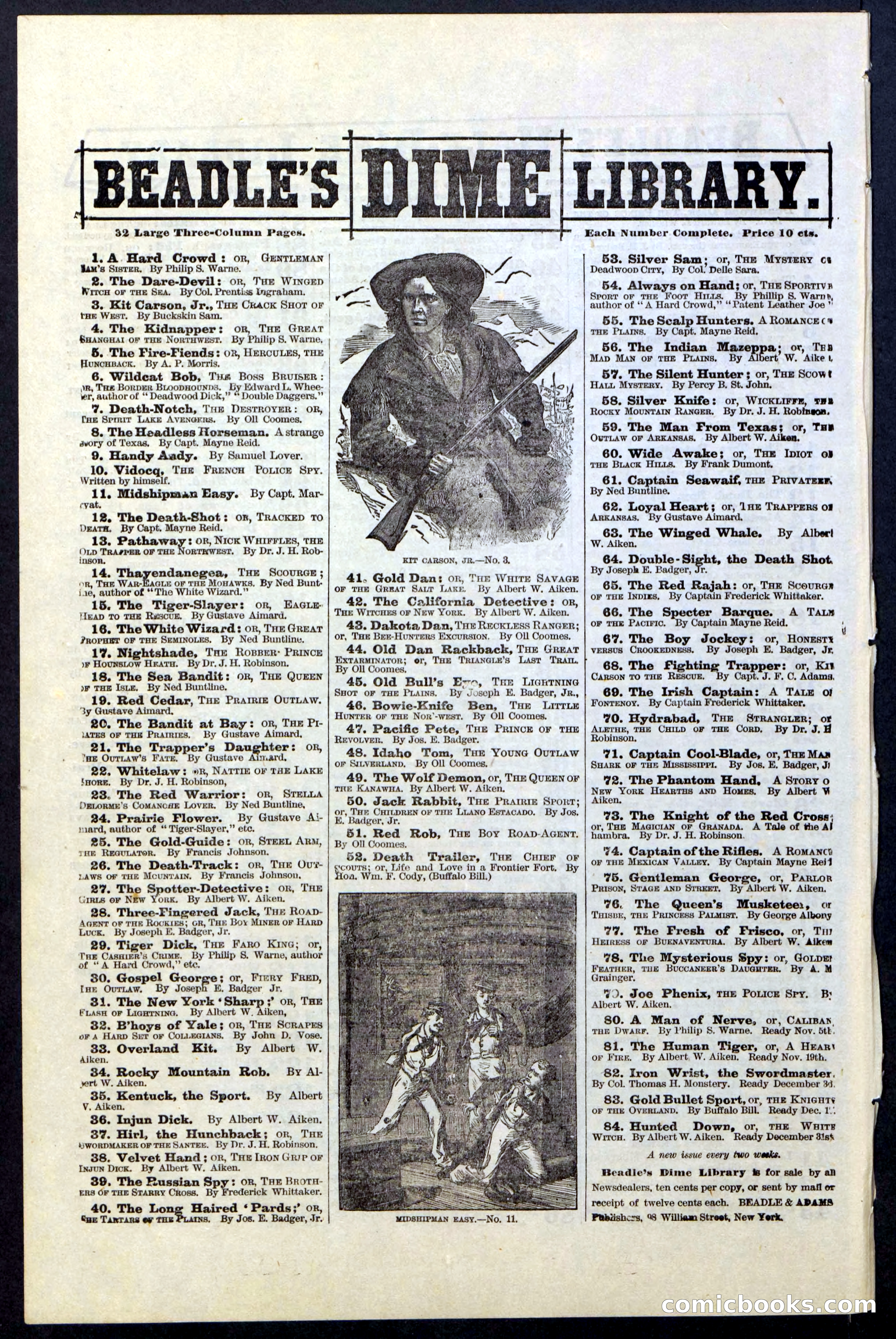 Beadle's New York Dime Library, No. 23 — page 28 of 28