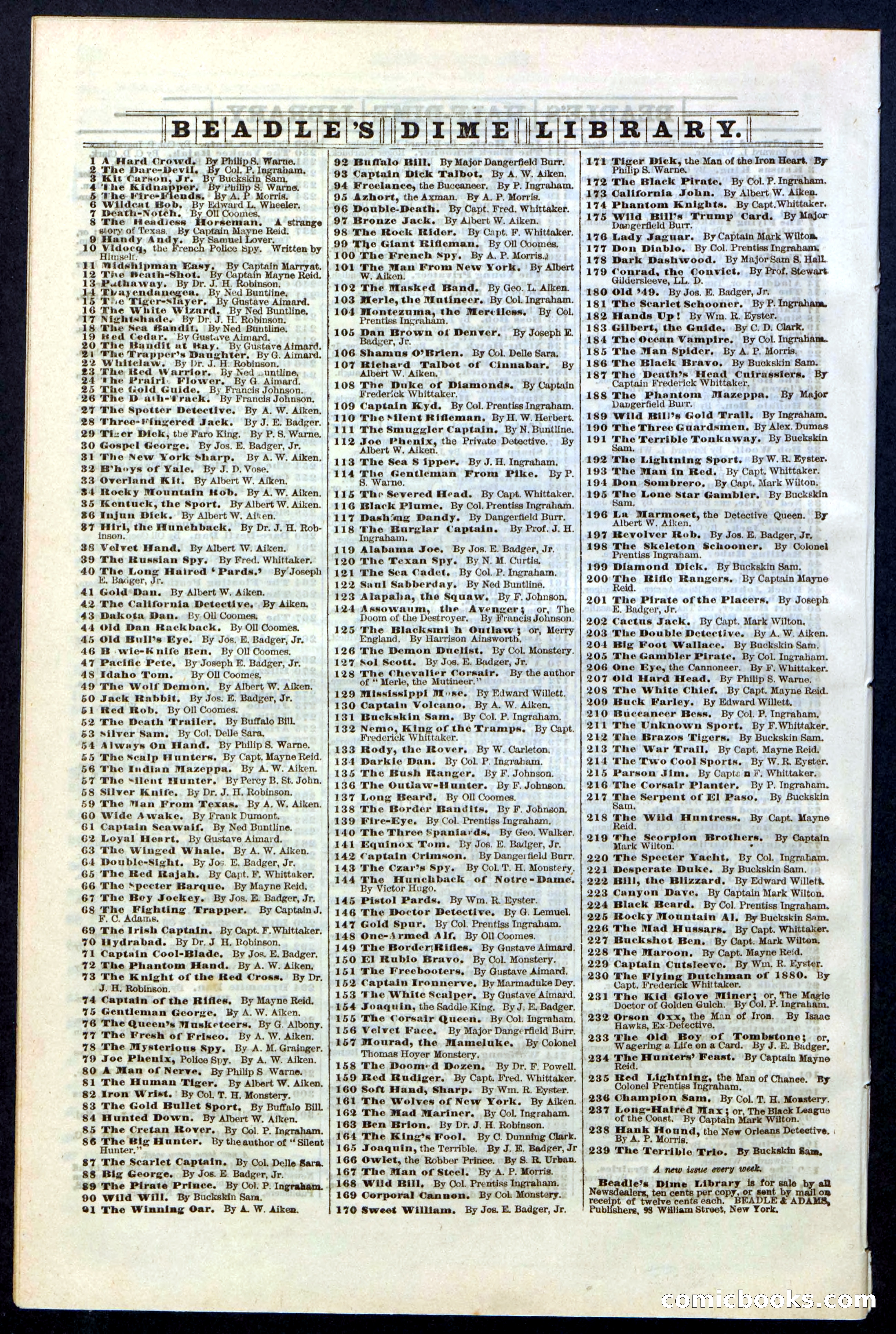 Beadle's Dime Library No. 236 — page 32 of 32
