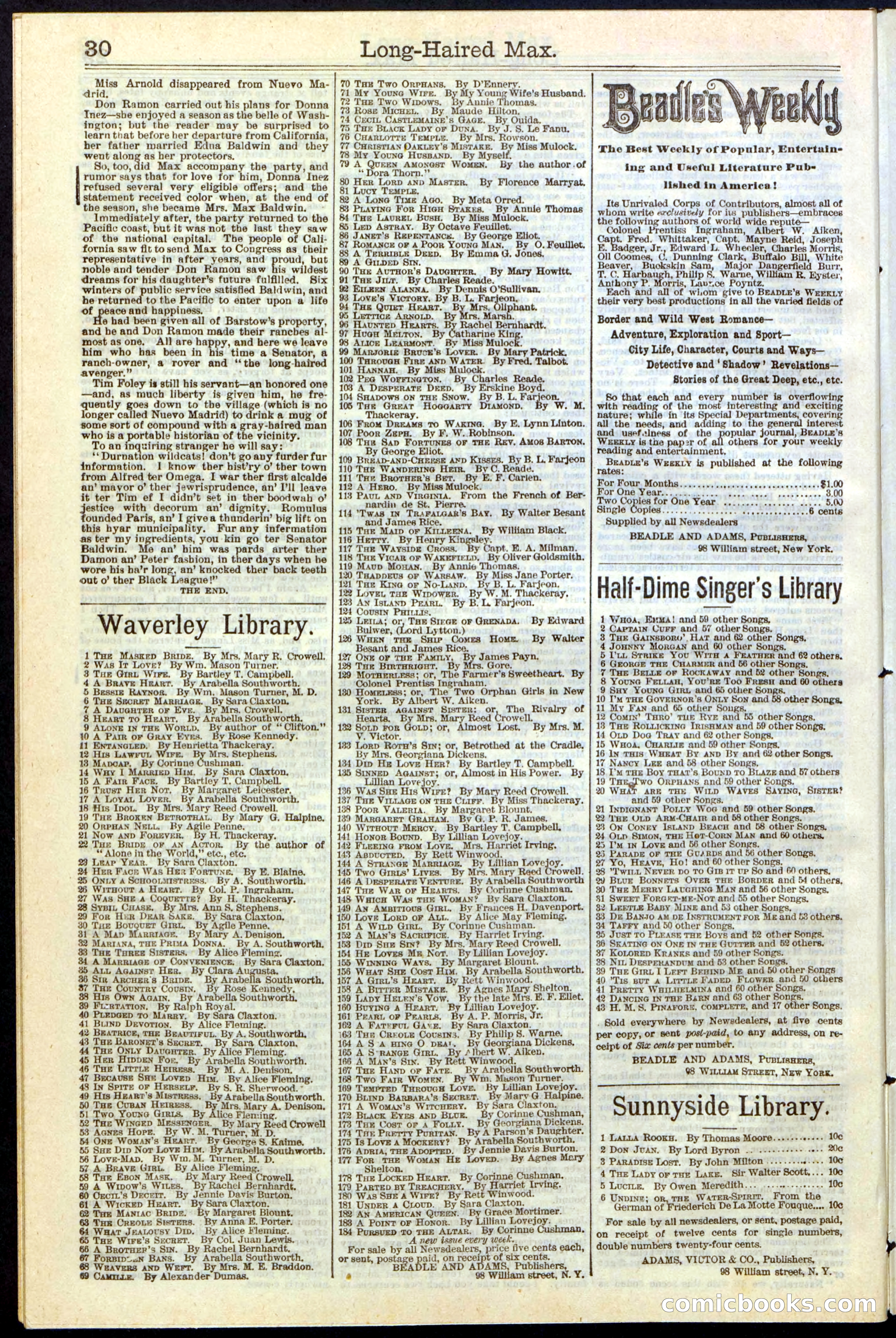 Beadle's Dime Library No. 237 — page 30 of 32