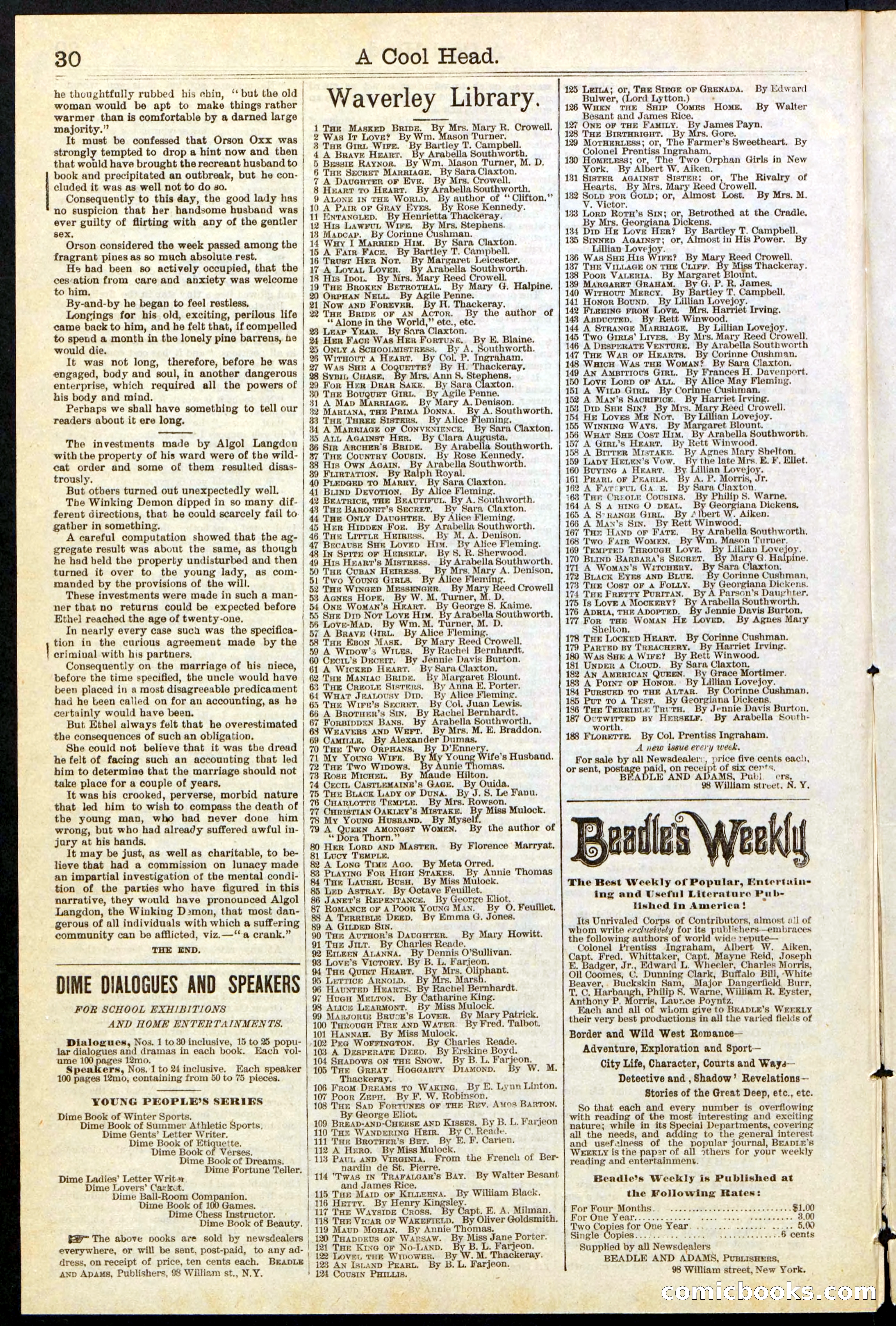 Beadle's Dime Library, No. 240 — page 30 of 32
