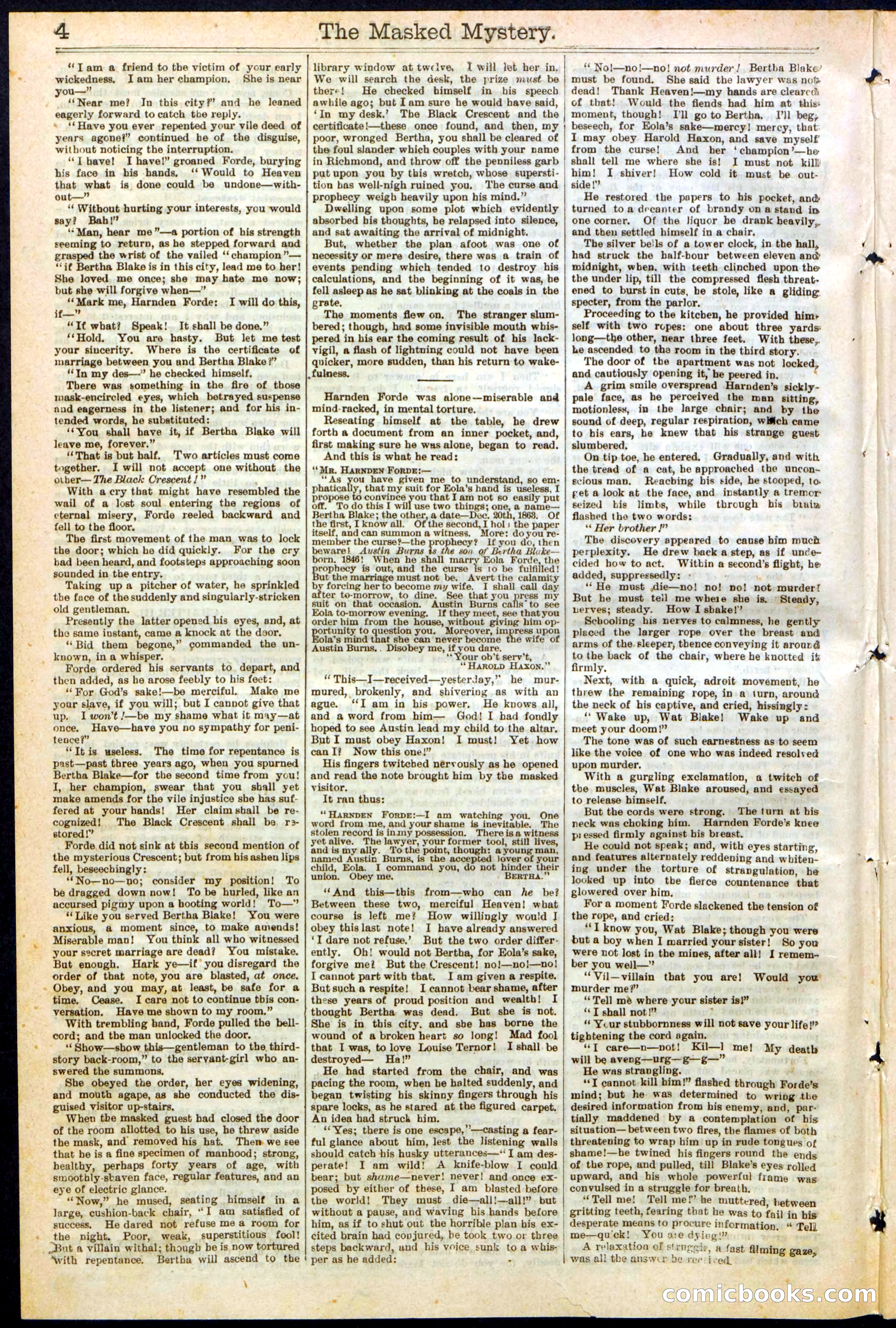 Beadle's Dime Library No. 260: The Masked Mystery; or, The Black Crescent — page 4 of 32