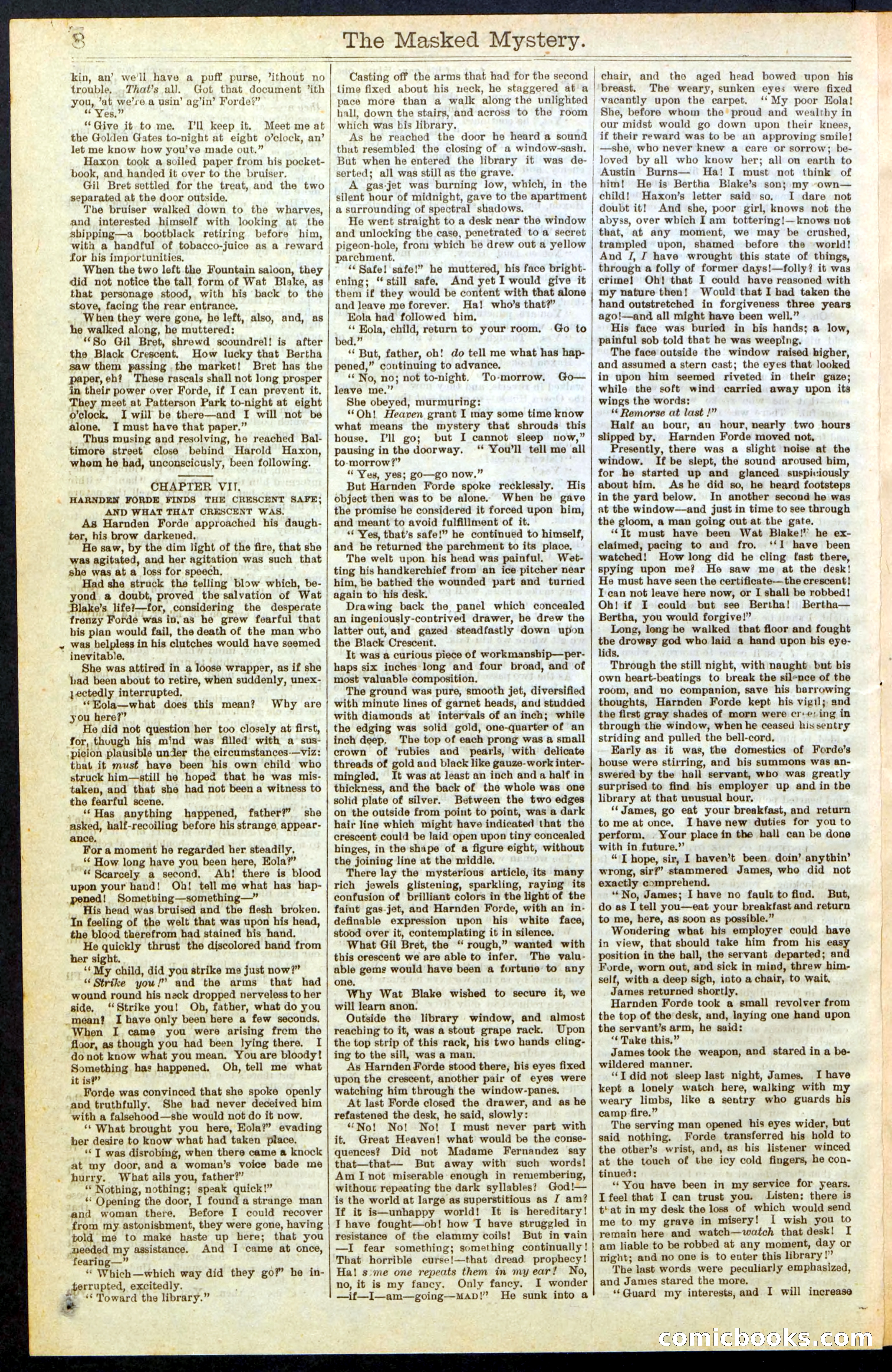 Beadle's Dime Library No. 260: The Masked Mystery; or, The Black Crescent — page 8 of 32