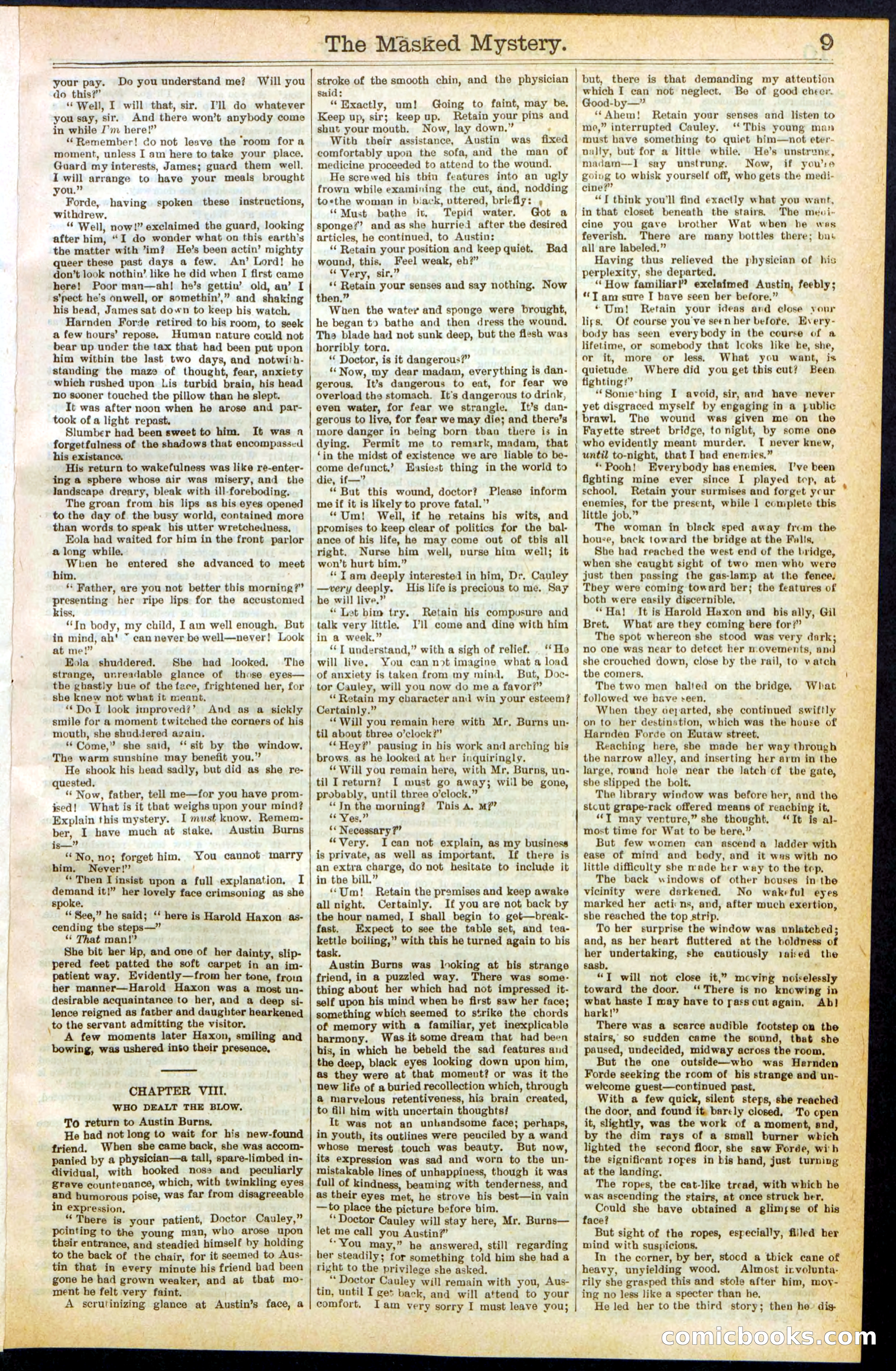 Beadle's Dime Library No. 260: The Masked Mystery; or, The Black Crescent — page 9 of 32