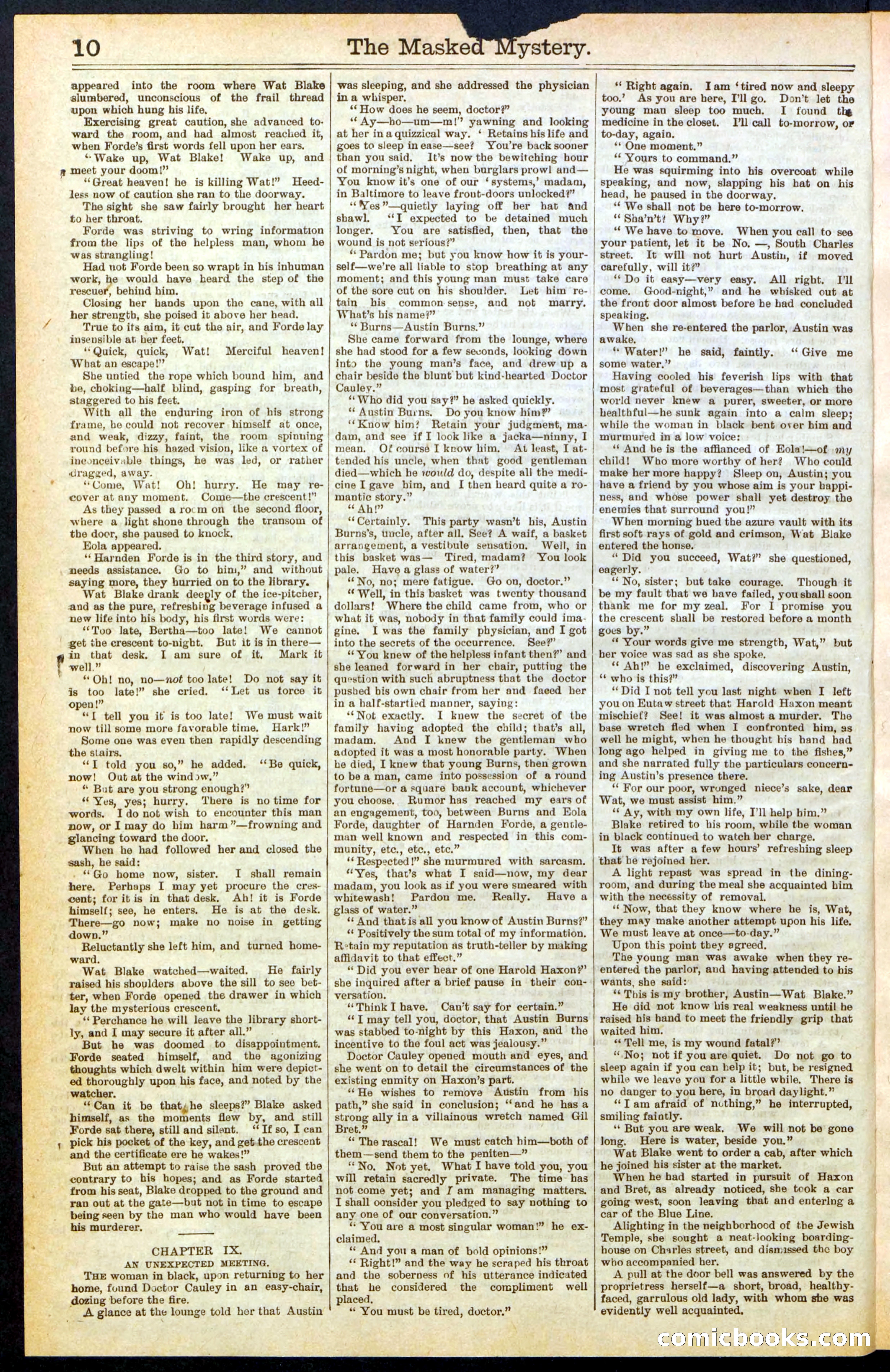 Beadle's Dime Library No. 260: The Masked Mystery; or, The Black Crescent — page 10 of 32