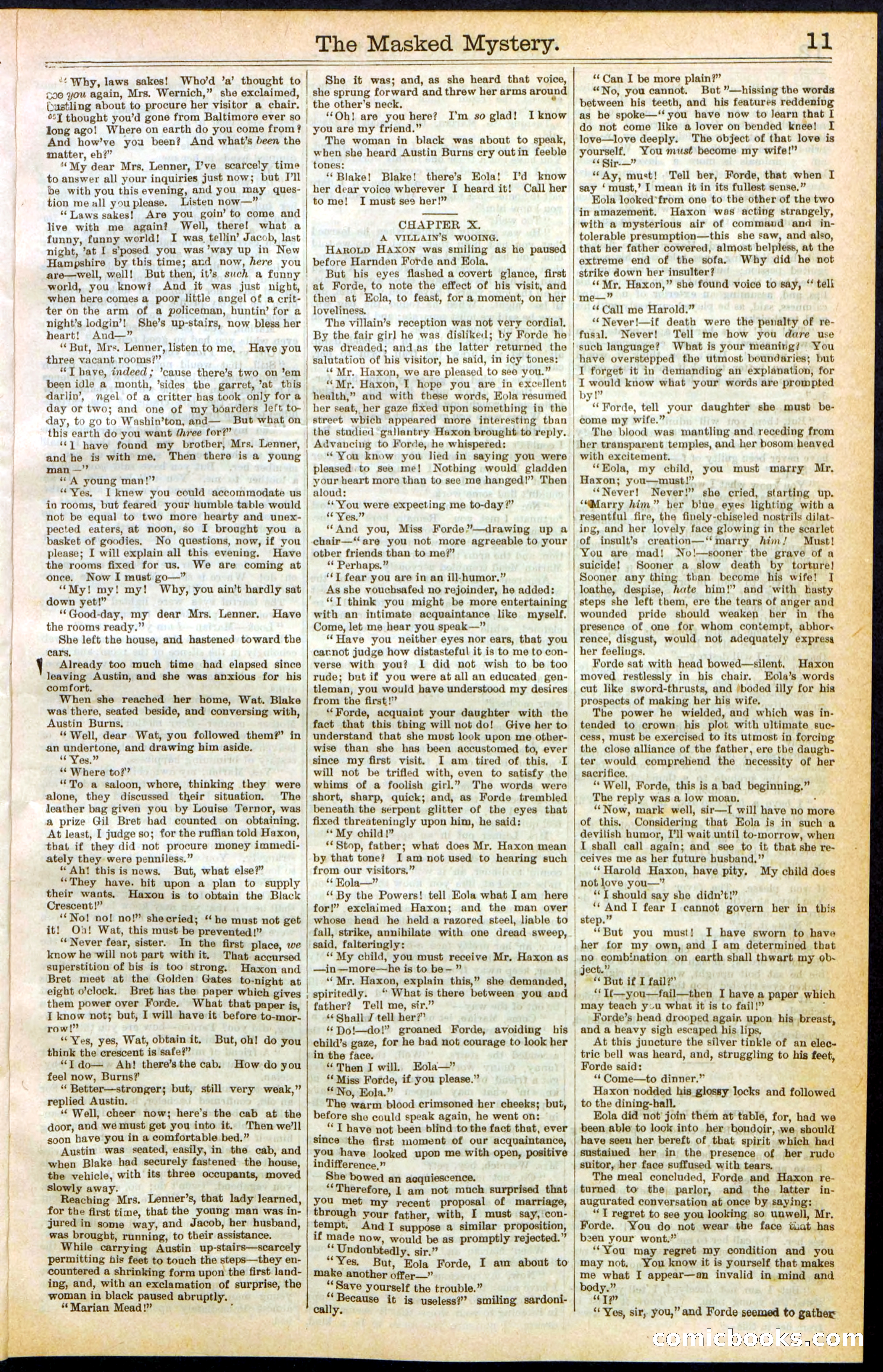 Beadle's Dime Library No. 260: The Masked Mystery; or, The Black Crescent — page 11 of 32