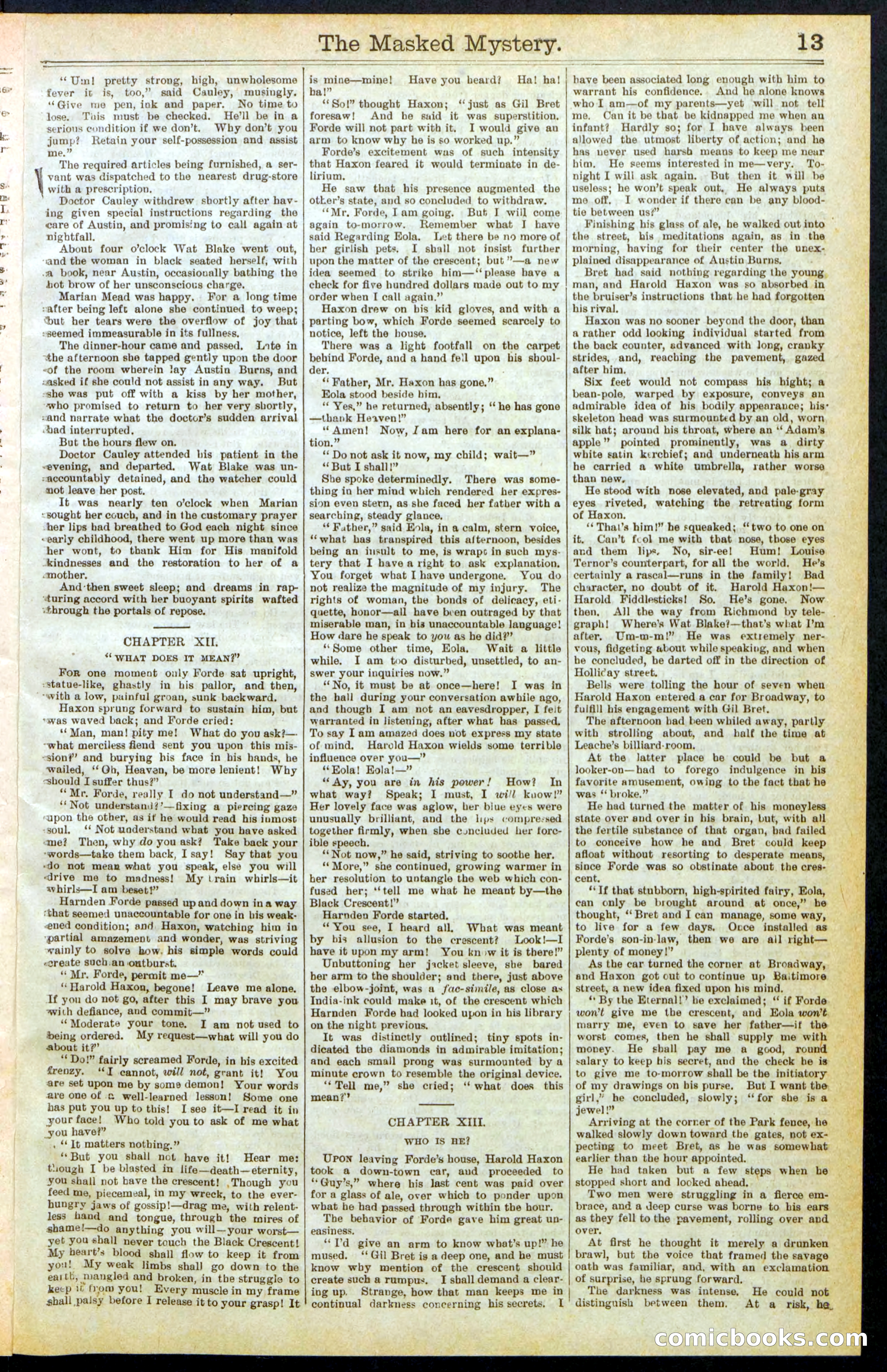 Beadle's Dime Library No. 260: The Masked Mystery; or, The Black Crescent — page 13 of 32