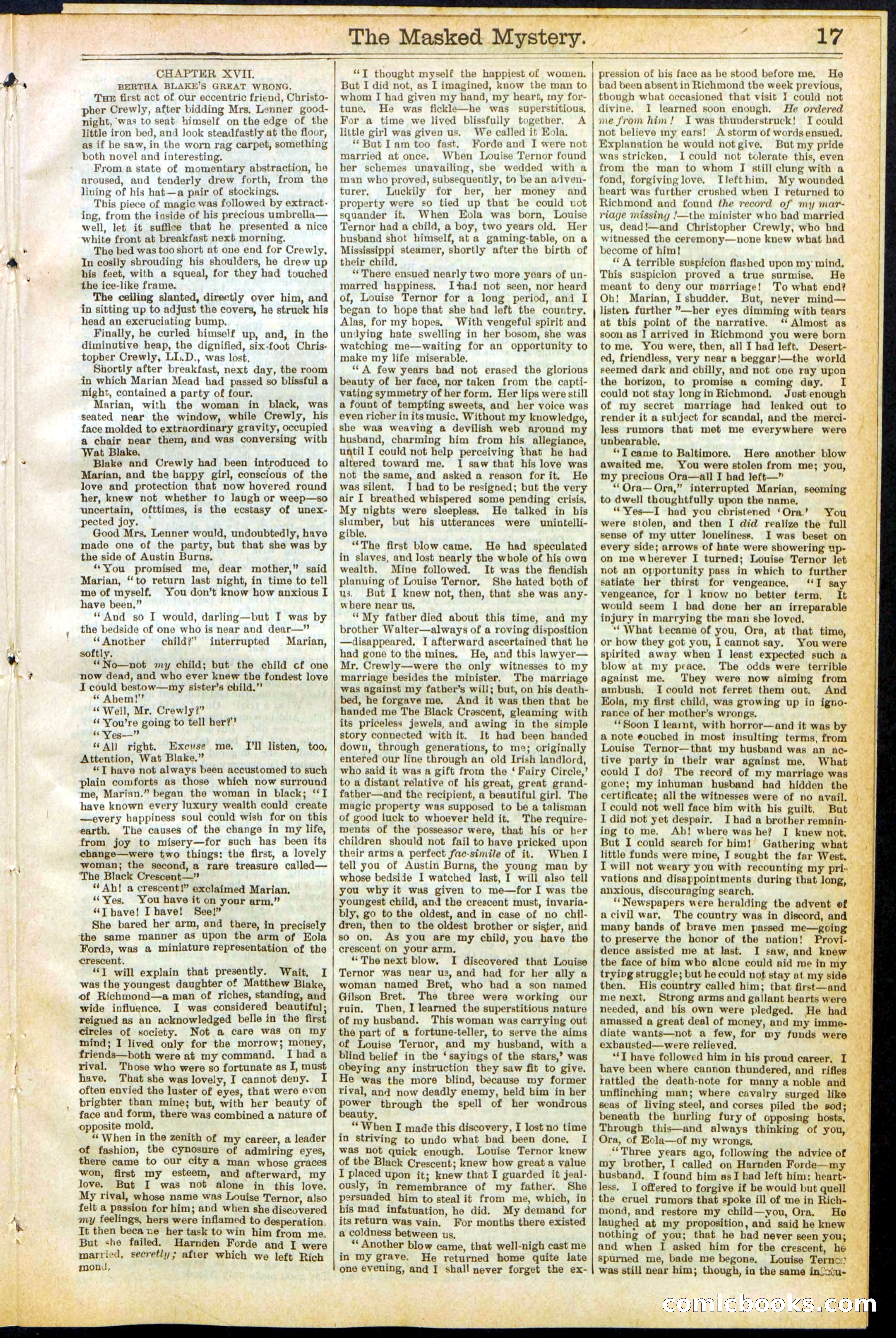 Beadle's Dime Library No. 260: The Masked Mystery; or, The Black Crescent — page 17 of 32