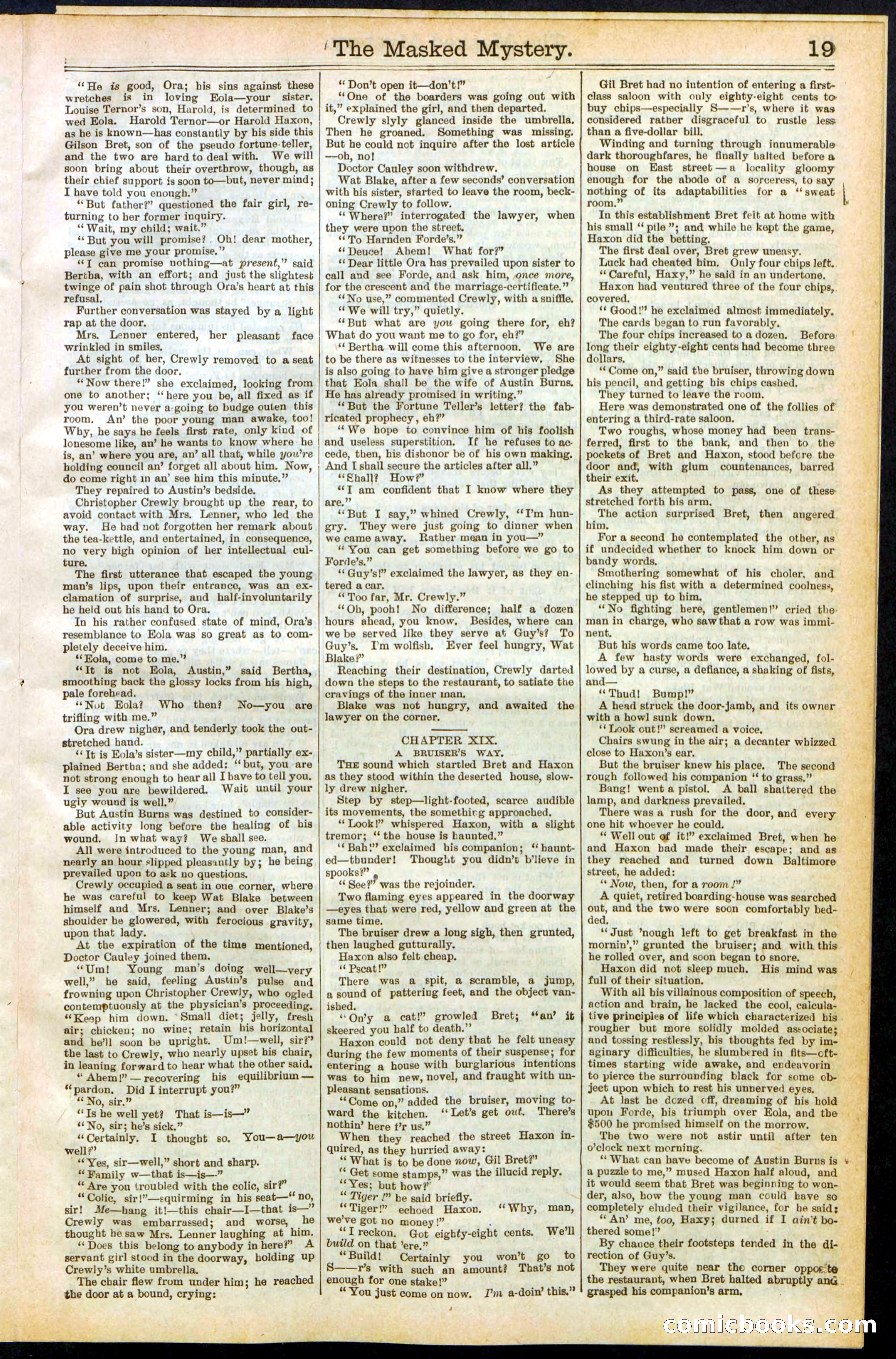 Beadle's Dime Library No. 260: The Masked Mystery; or, The Black Crescent — page 19 of 32