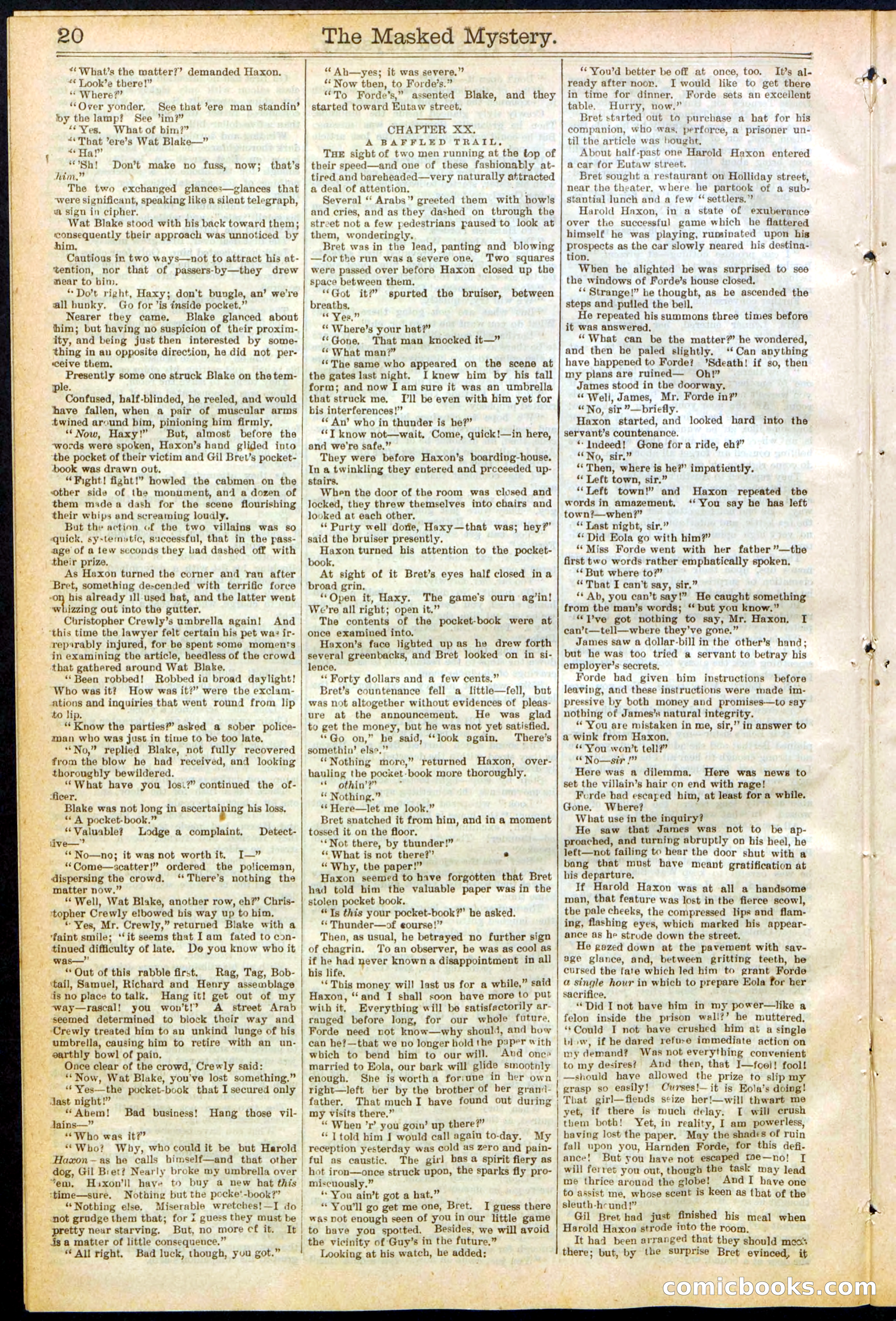 Beadle's Dime Library No. 260: The Masked Mystery; or, The Black Crescent — page 20 of 32