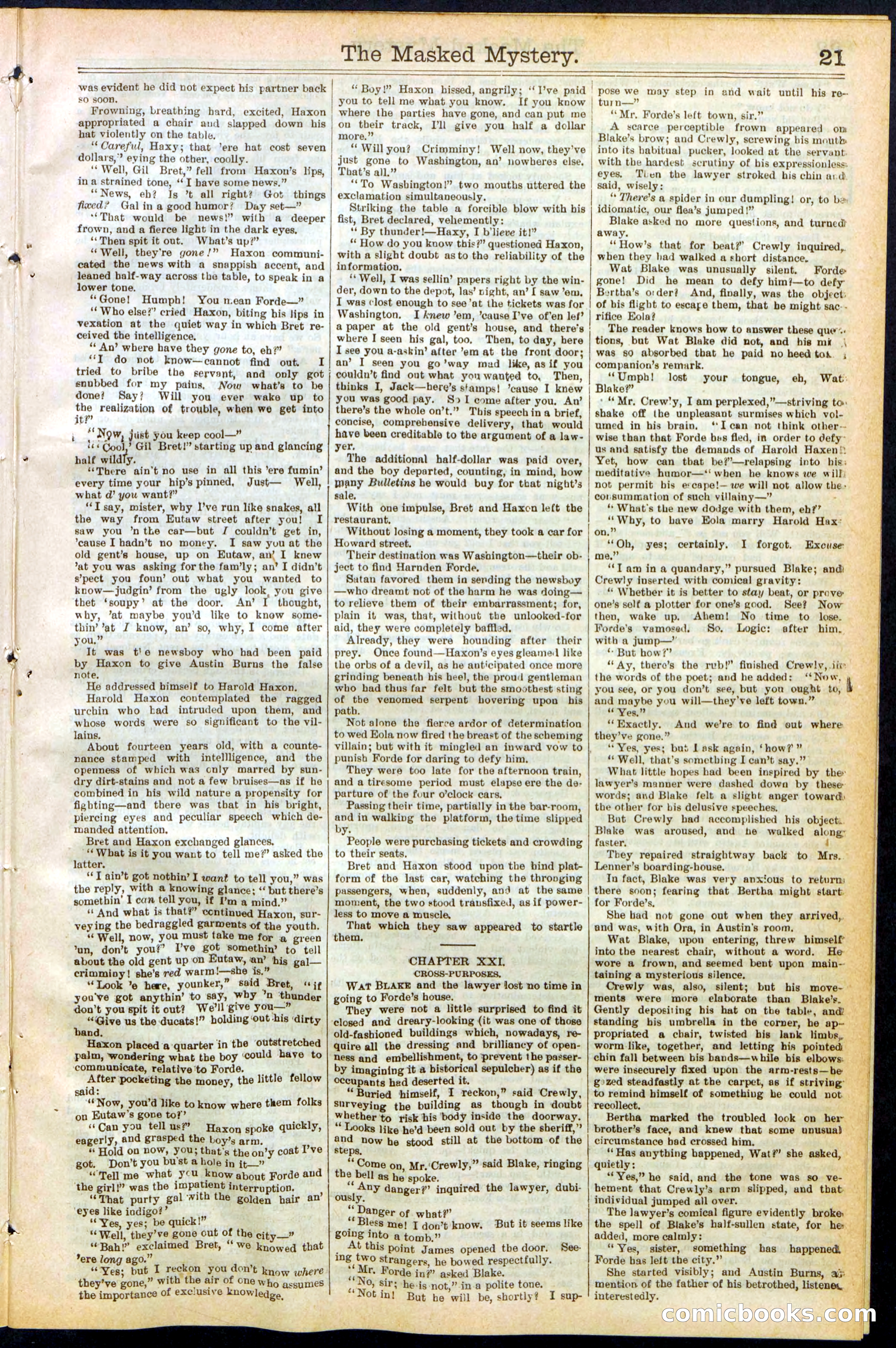 Beadle's Dime Library No. 260: The Masked Mystery; or, The Black Crescent — page 21 of 32