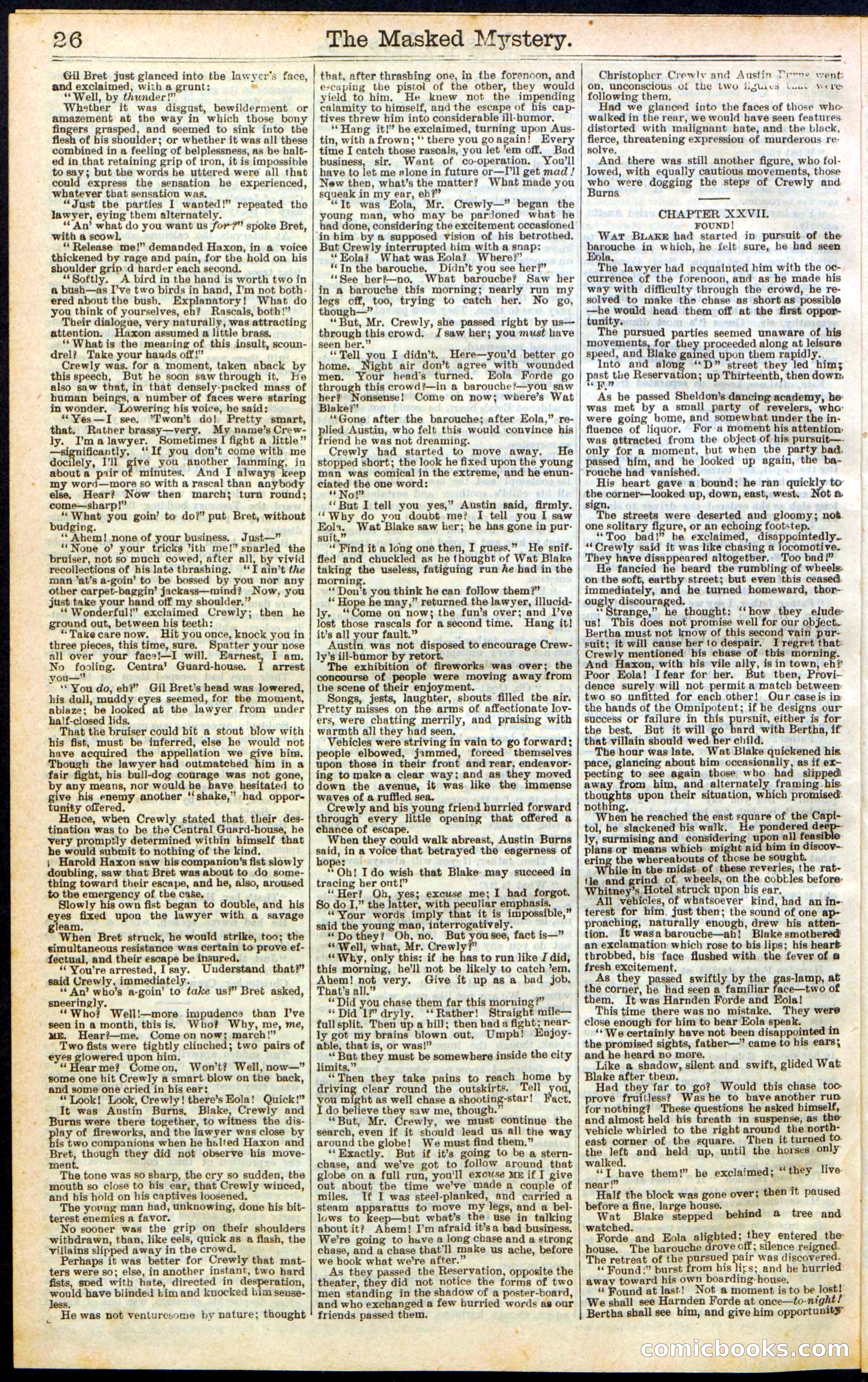 Beadle's Dime Library No. 260: The Masked Mystery; or, The Black Crescent — page 26 of 32
