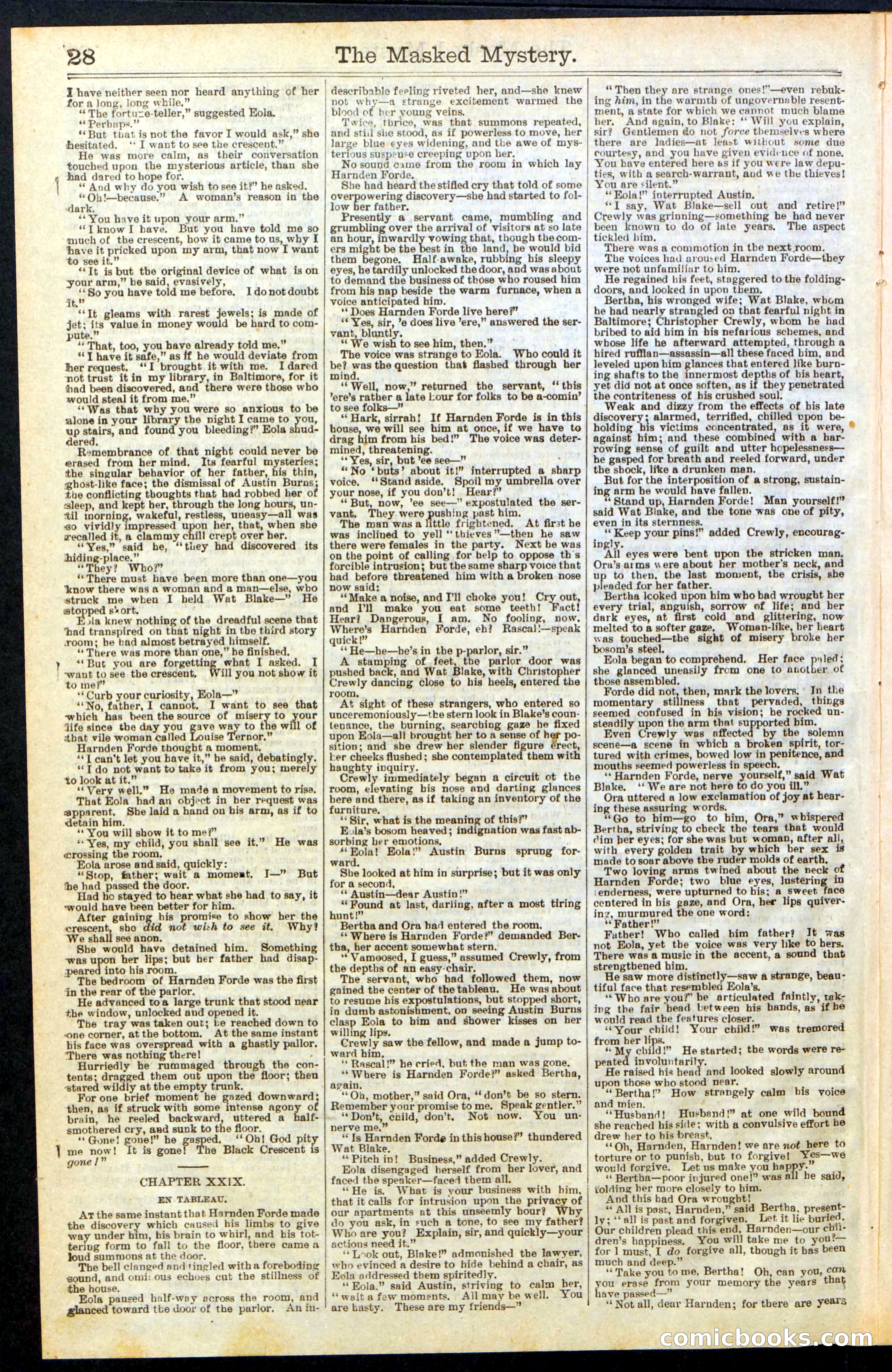 Beadle's Dime Library No. 260: The Masked Mystery; or, The Black Crescent — page 28 of 32