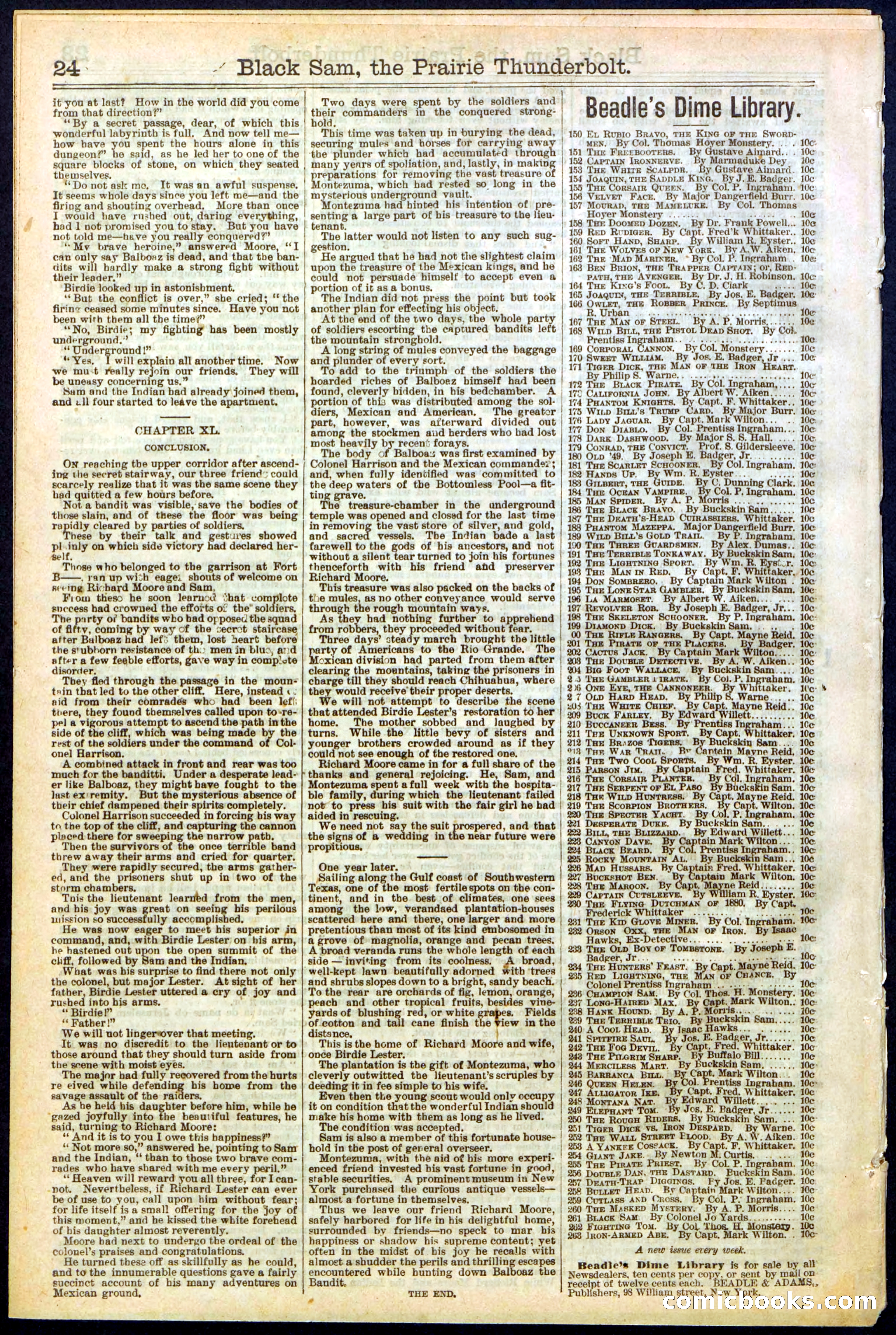 Beadle's Dime Library, No. 261 — page 24 of 24