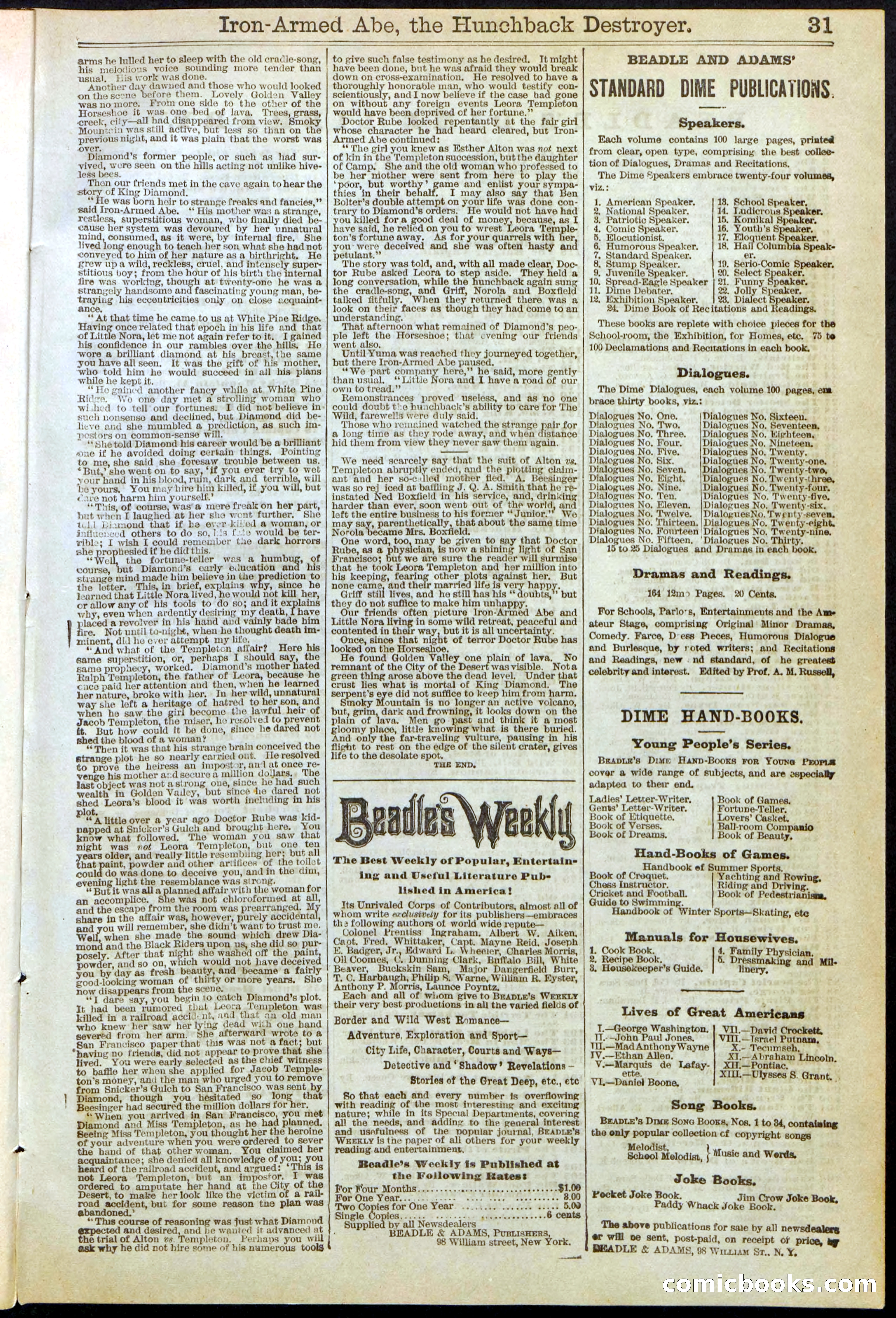Beadle's Dime Library No. 263 — page 31 of 32