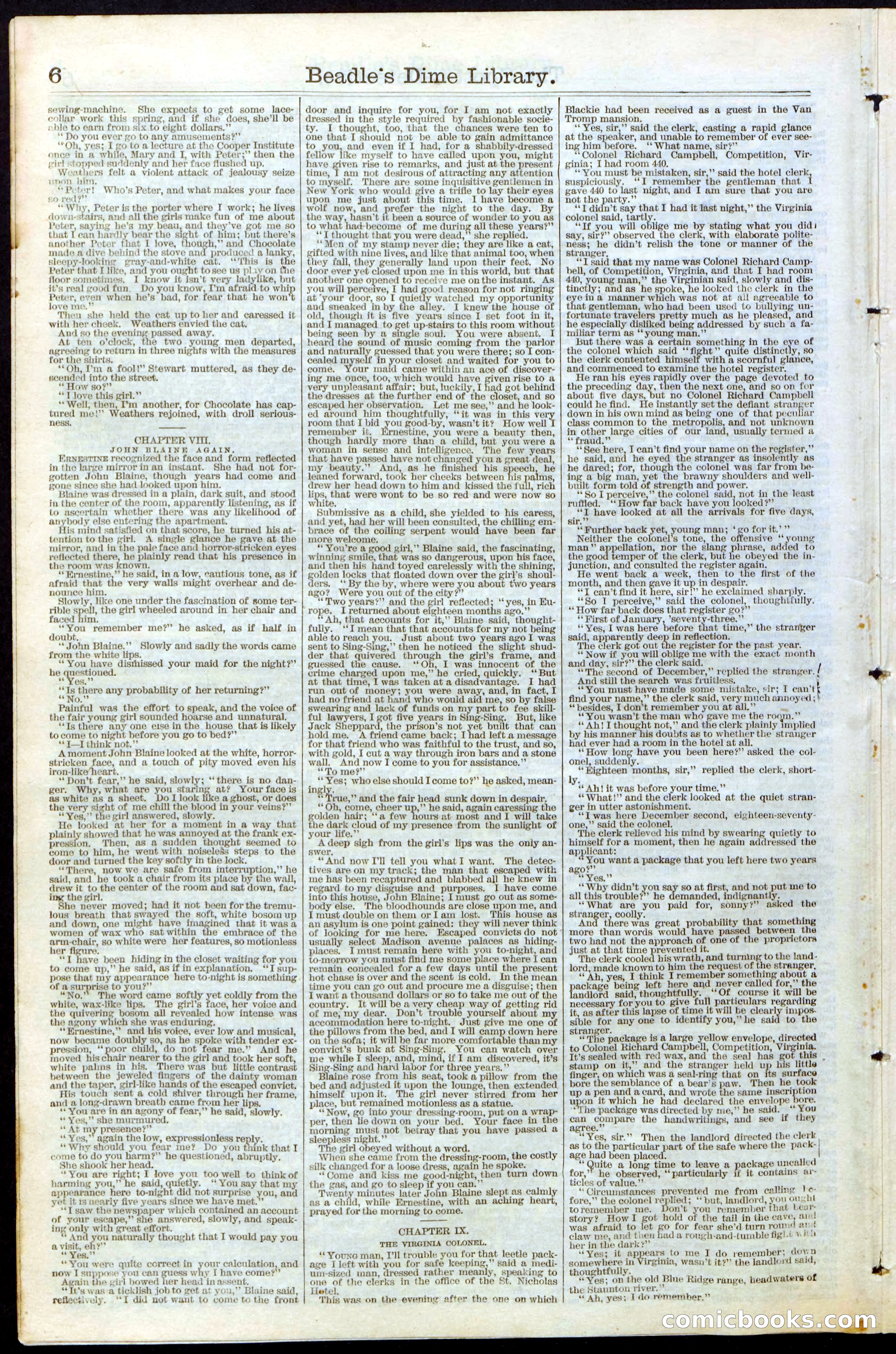 Beadle's Dime Library No. 27 — page 6 of 28