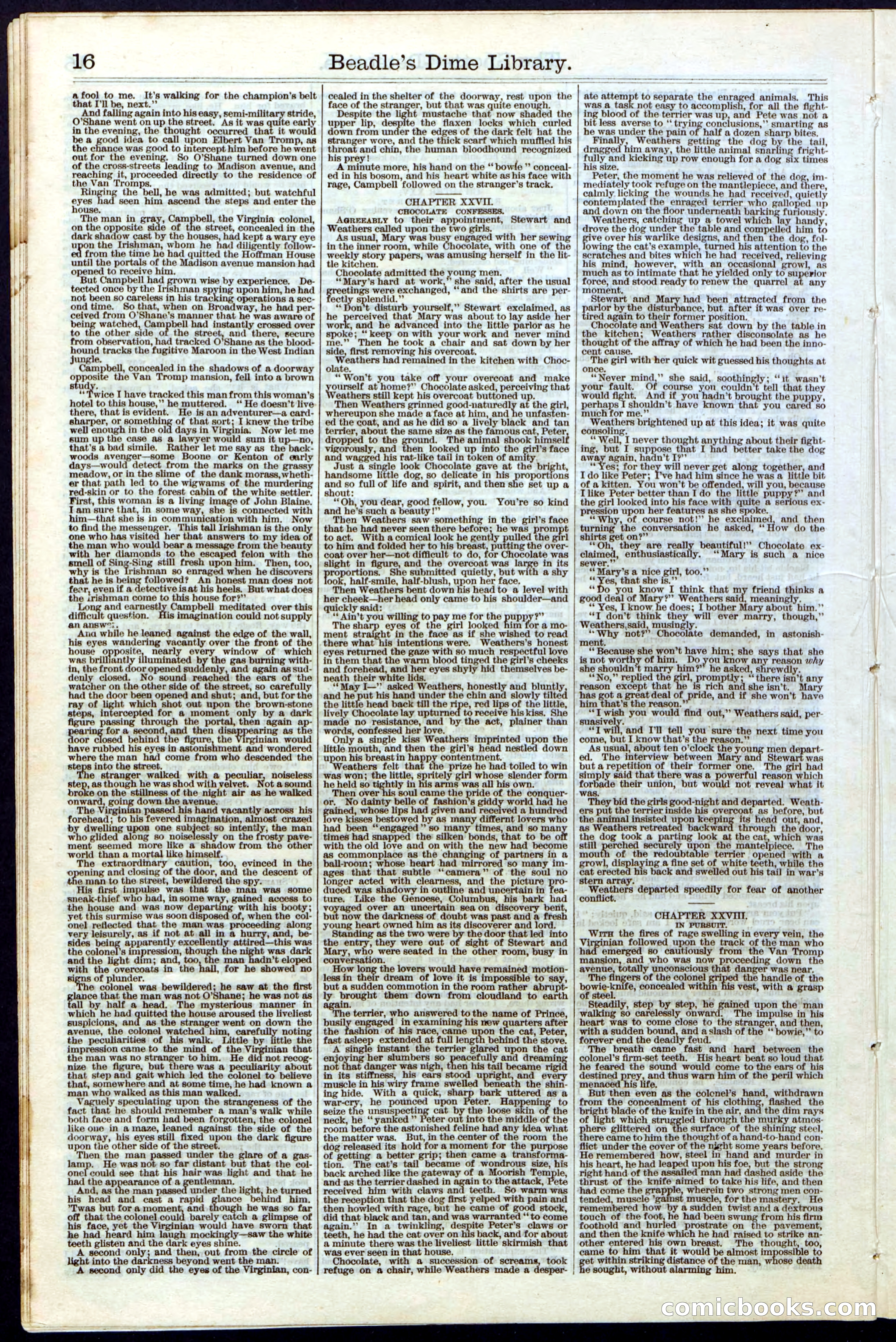 Beadle's Dime Library No. 27 — page 16 of 28