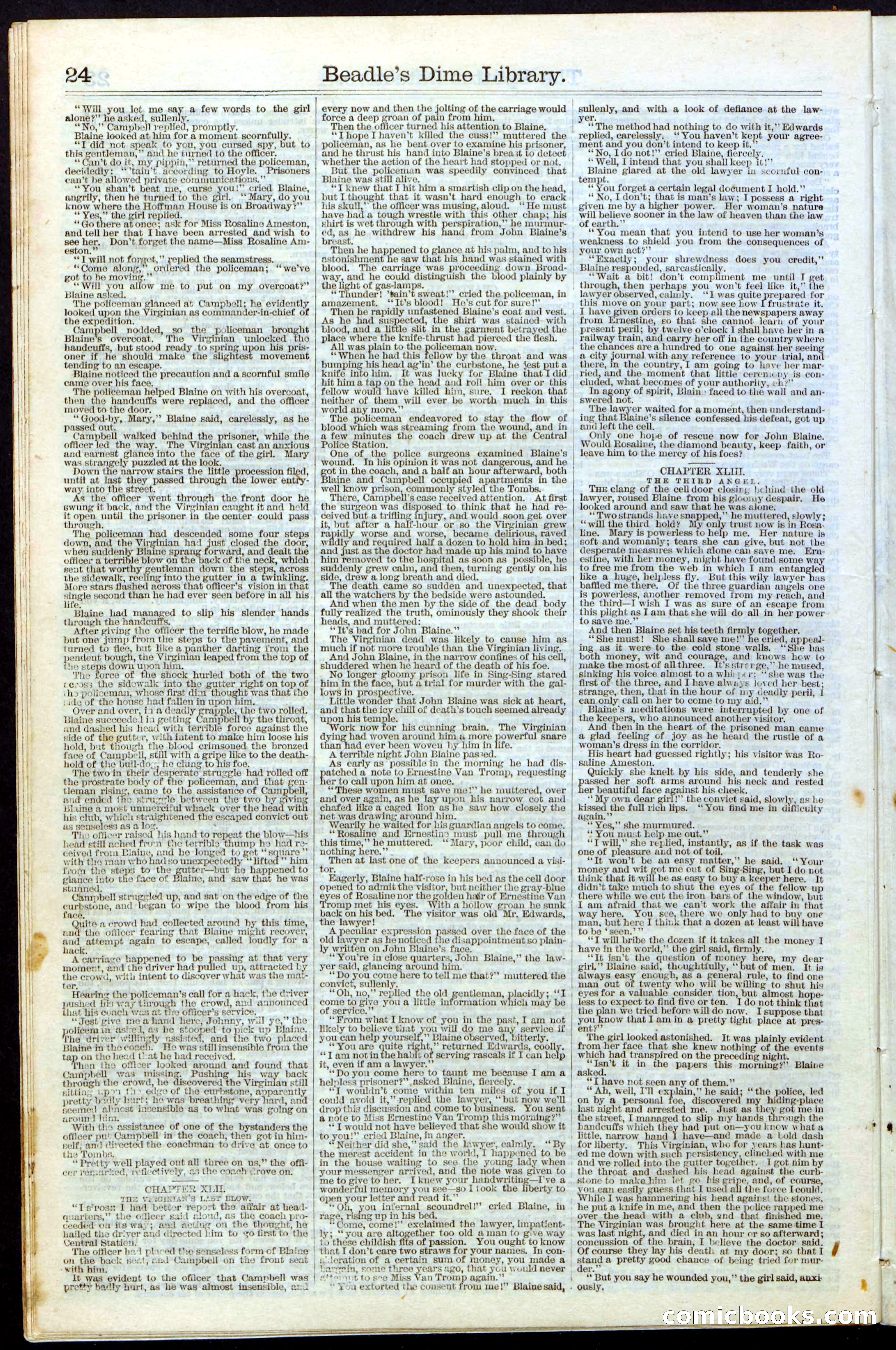 Beadle's Dime Library No. 27 — page 24 of 28