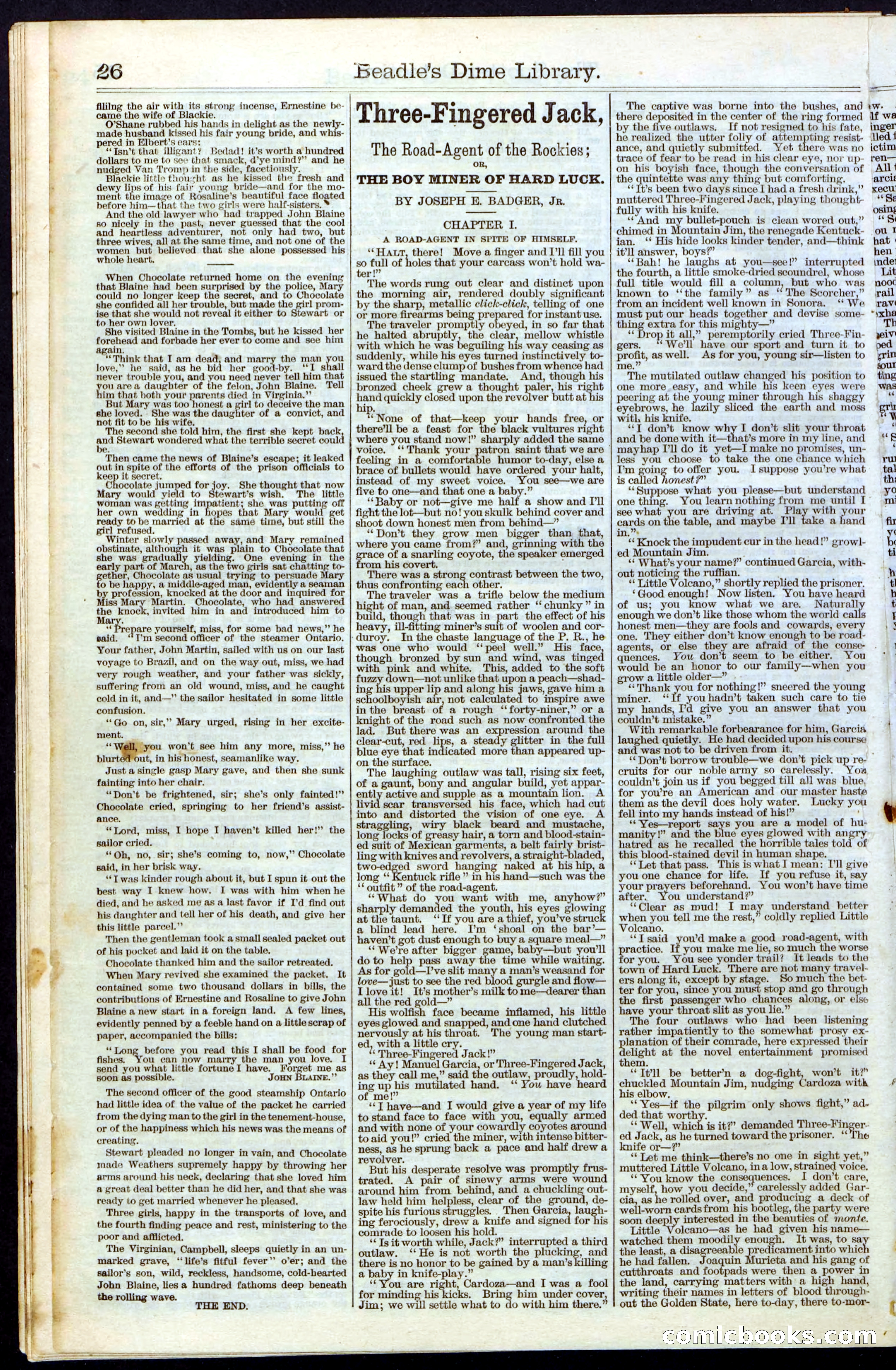 Beadle's Dime Library No. 27 — page 26 of 28