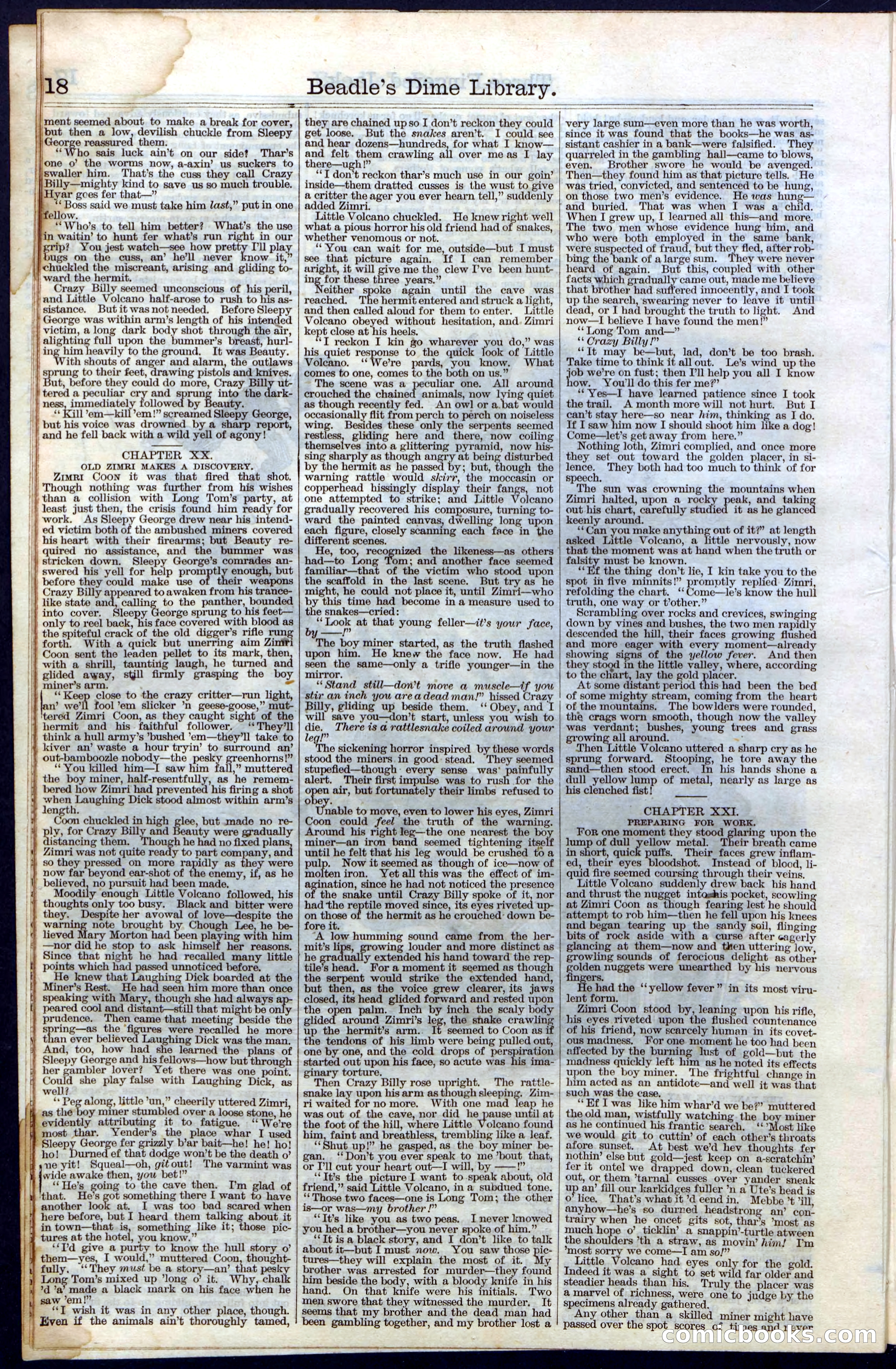 Beadle's New York Dime Library No. 28 — page 18 of 32