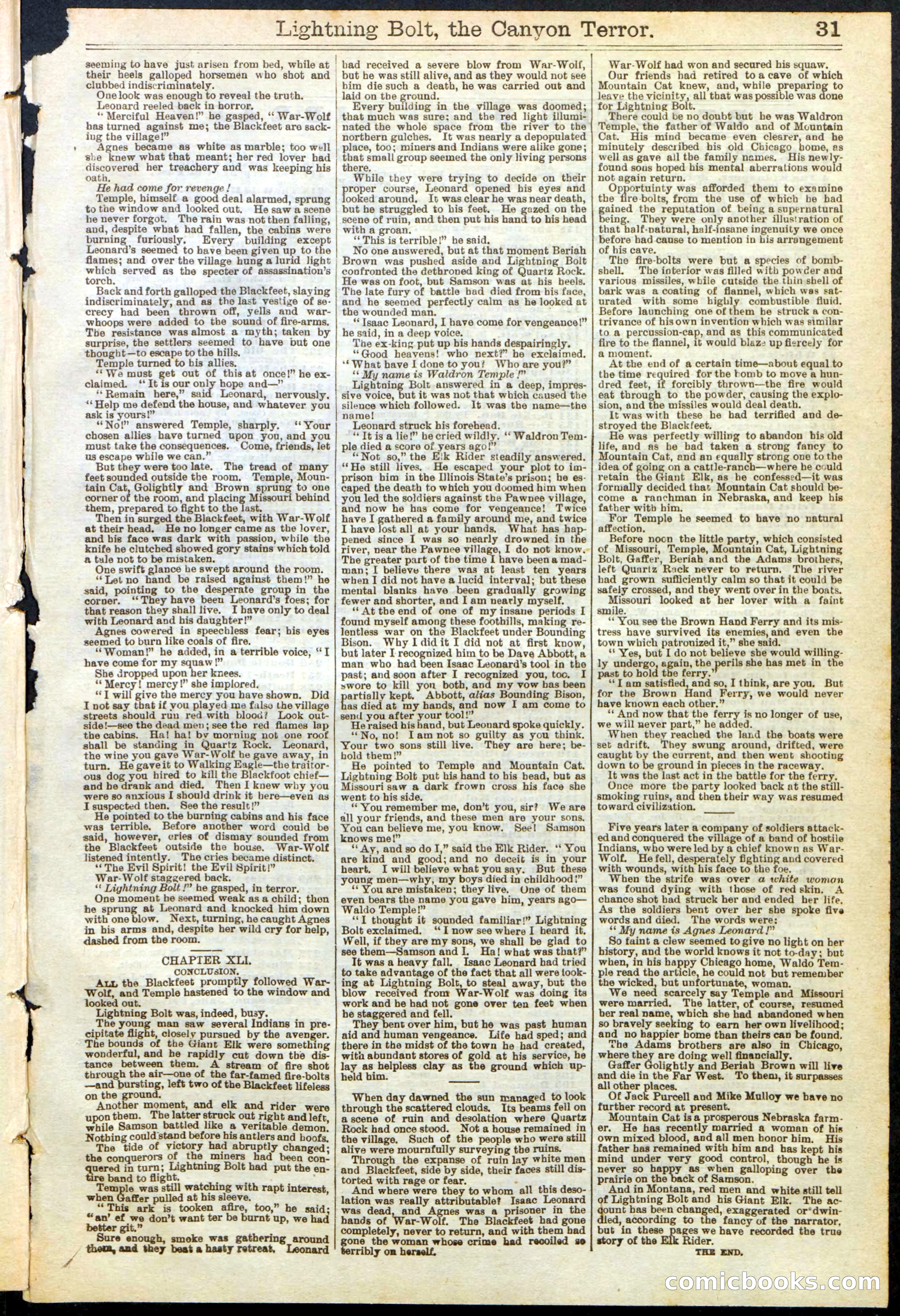 Beadle's Dime Library No. 285 — page 31 of 32