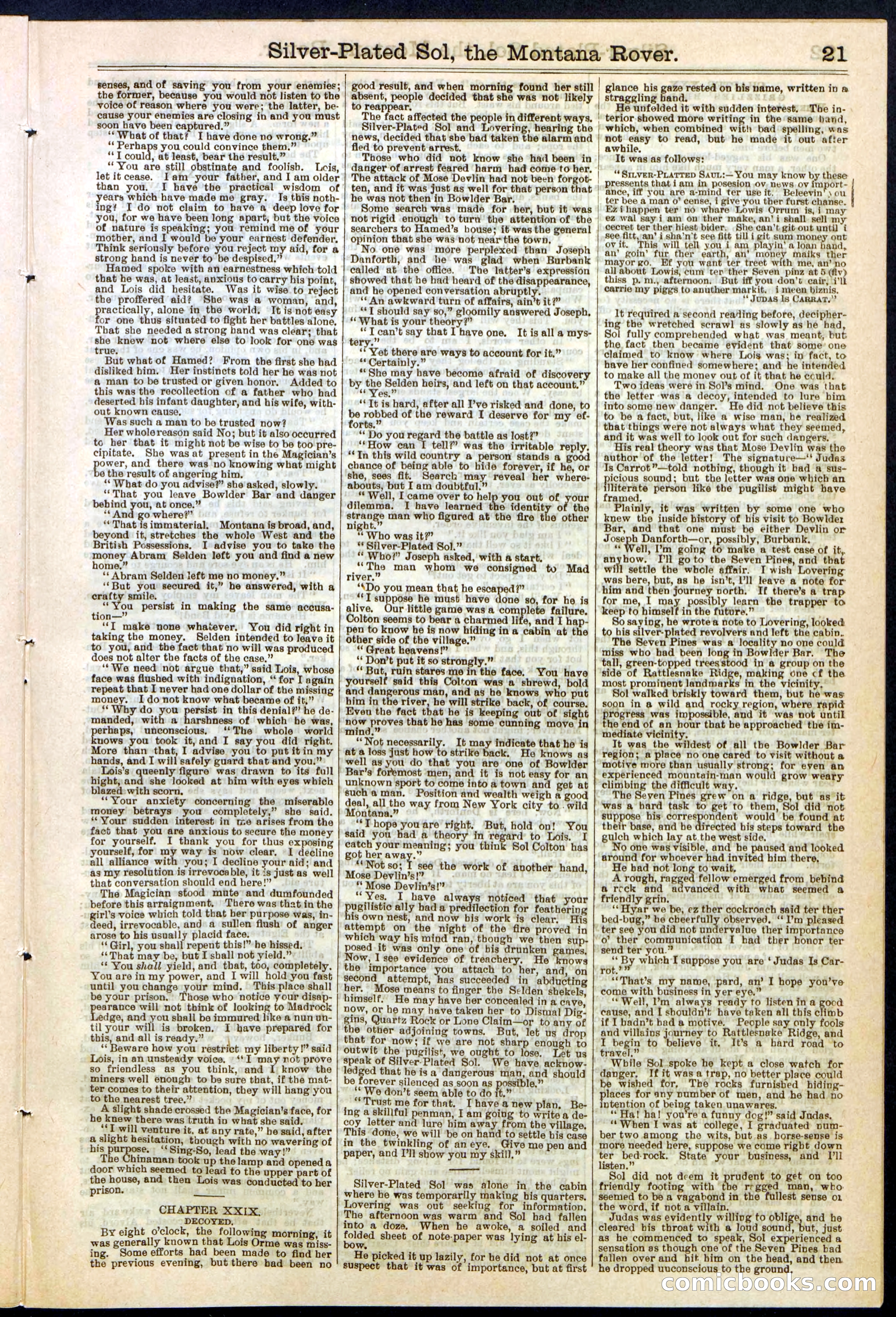 Beadle's Dime Library No. 305 — page 21 of 32