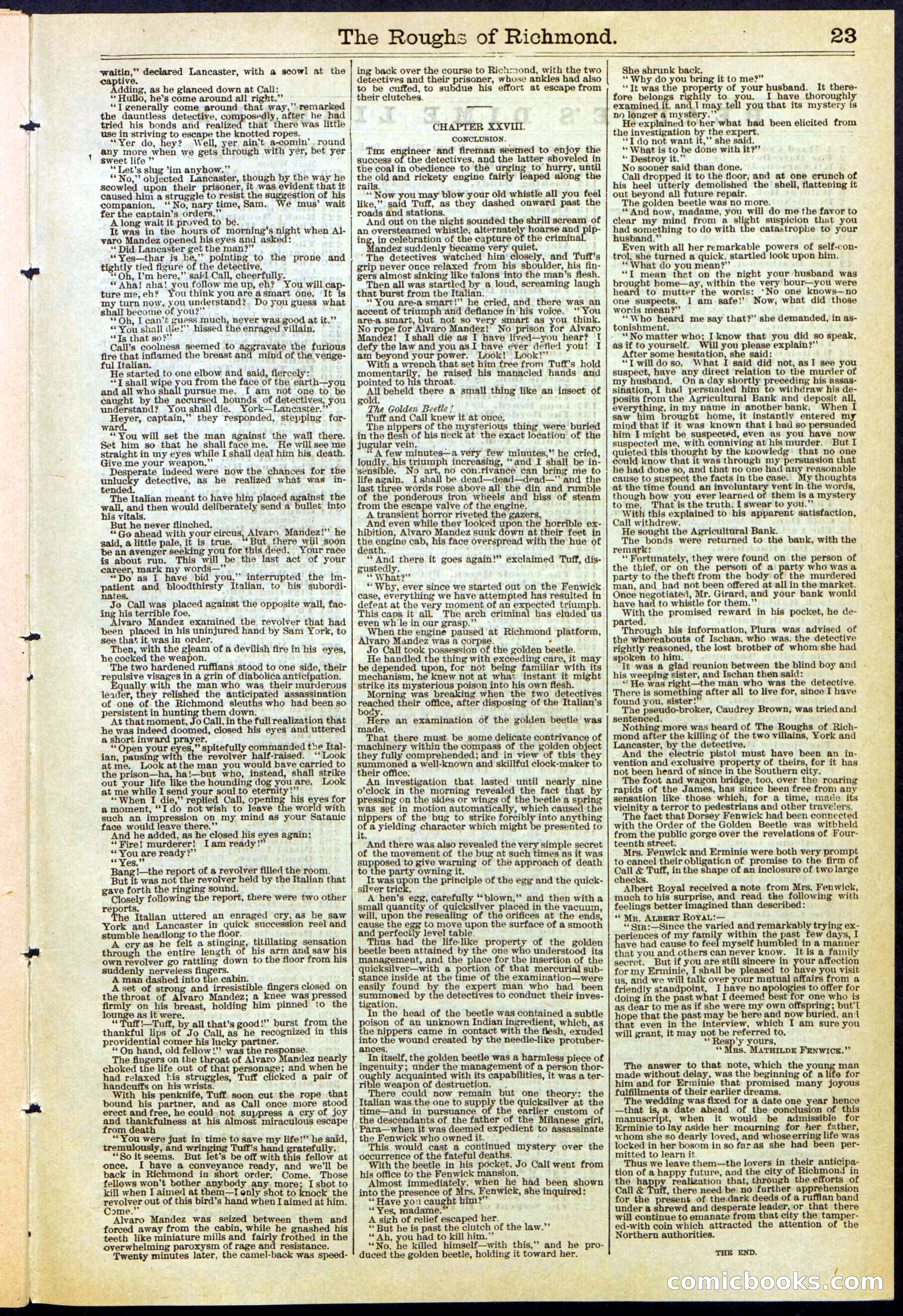 Beadle's New York Dime Library, No. 306 — page 23 of 24