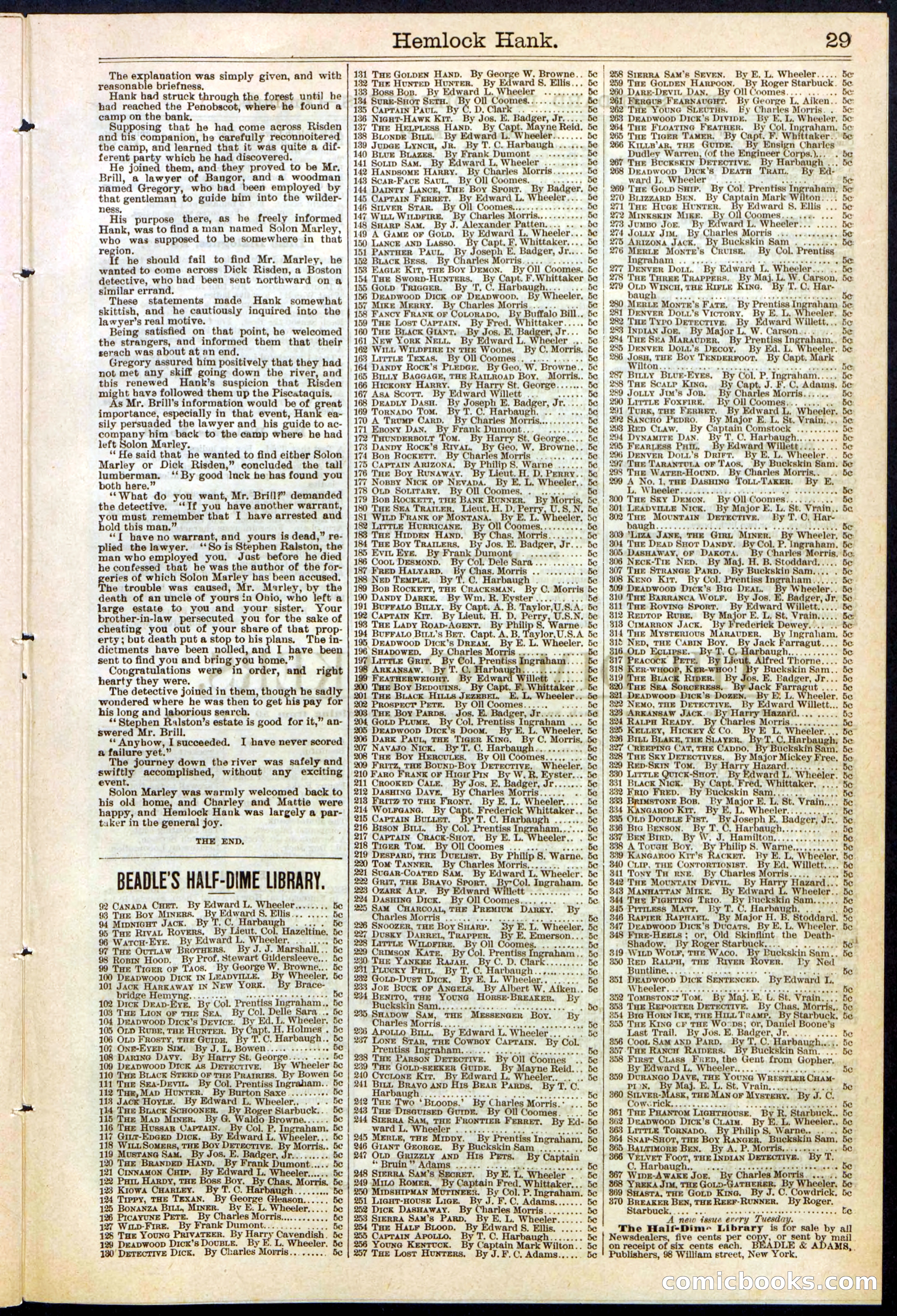 Beadle's New York Dime Library No. 308 — page 29 of 32