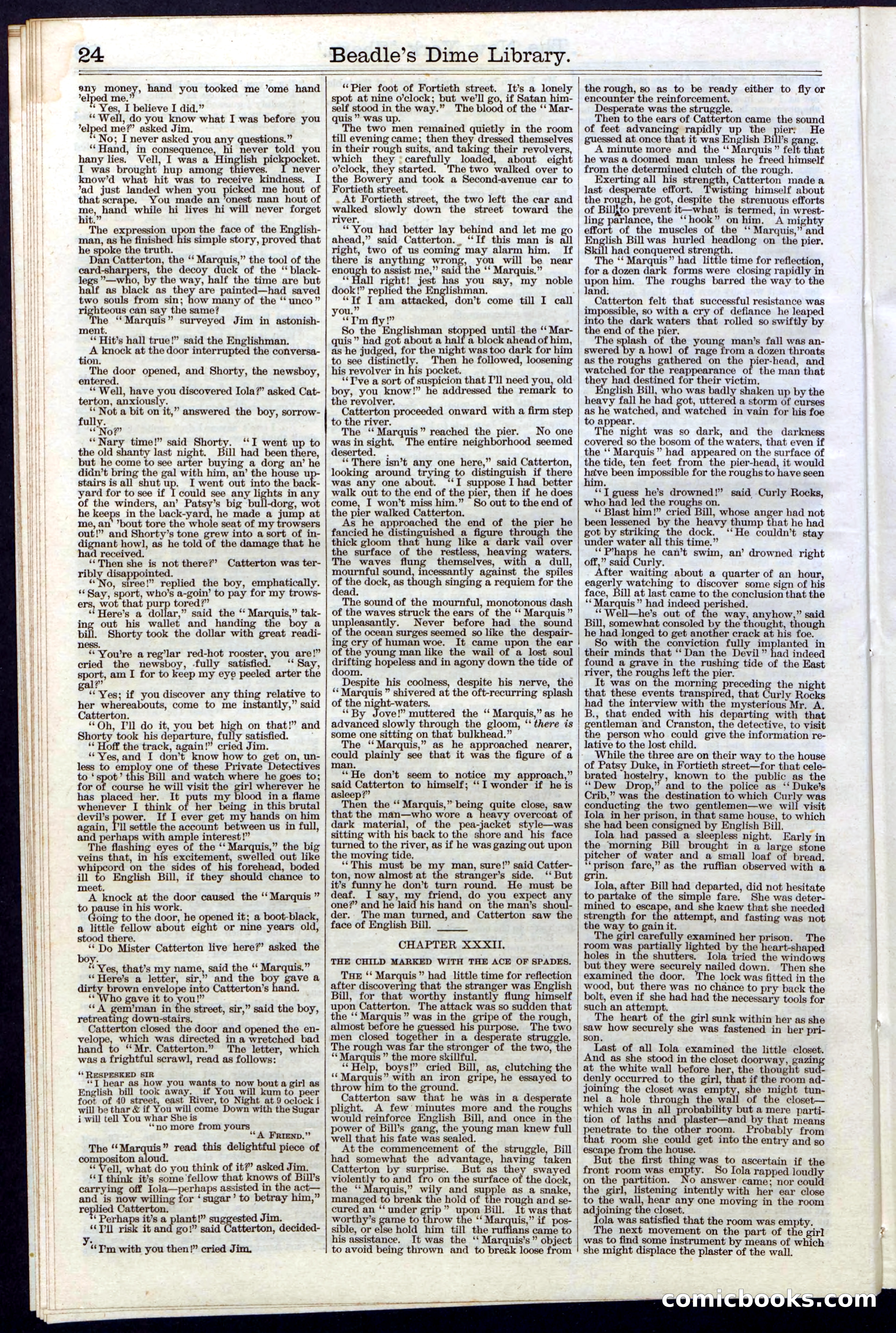 Beadle's Dime Library, Vol. III, No. 31 — page 24 of 32