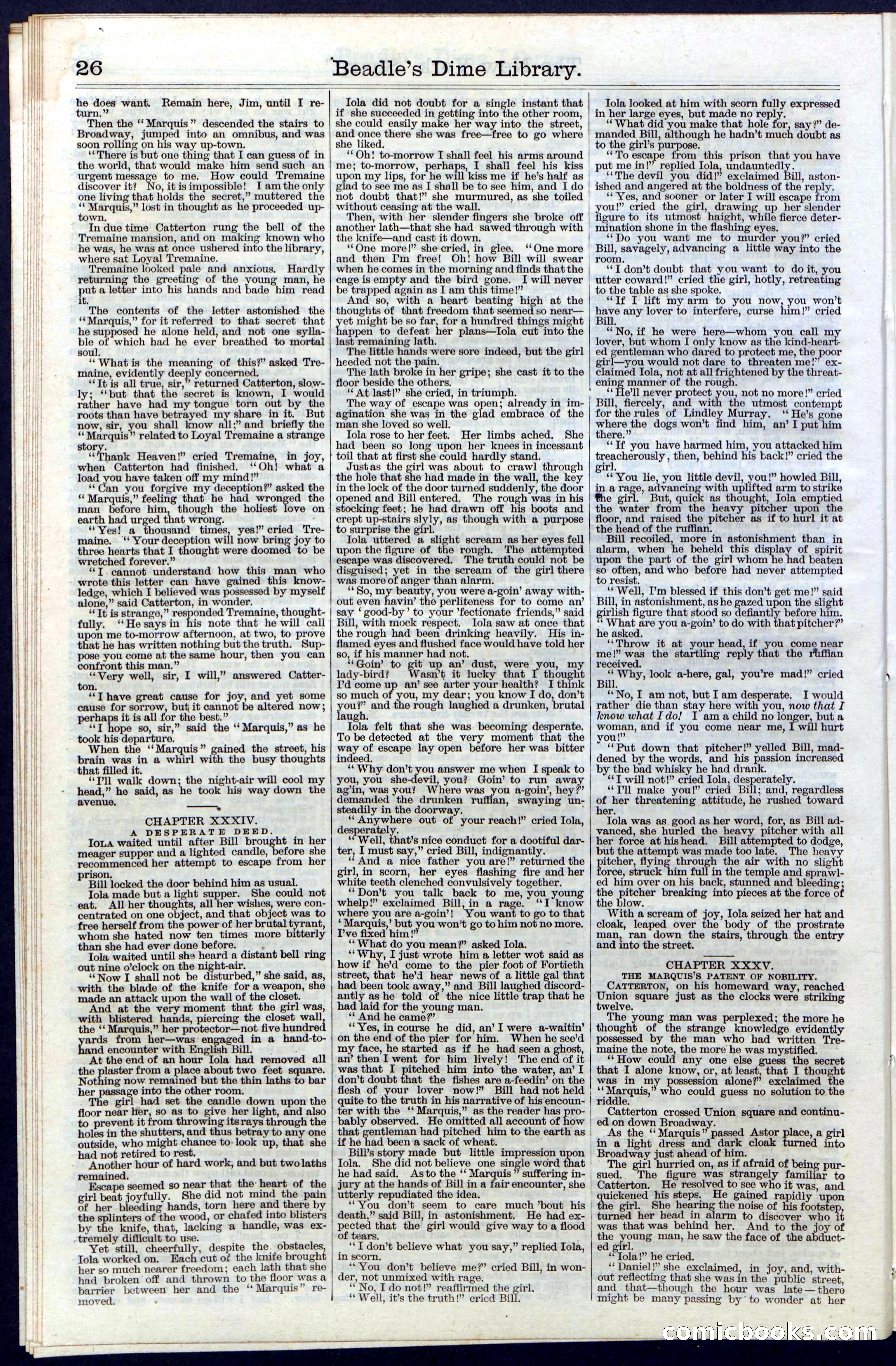 Beadle's Dime Library, Vol. III, No. 31 — page 26 of 32
