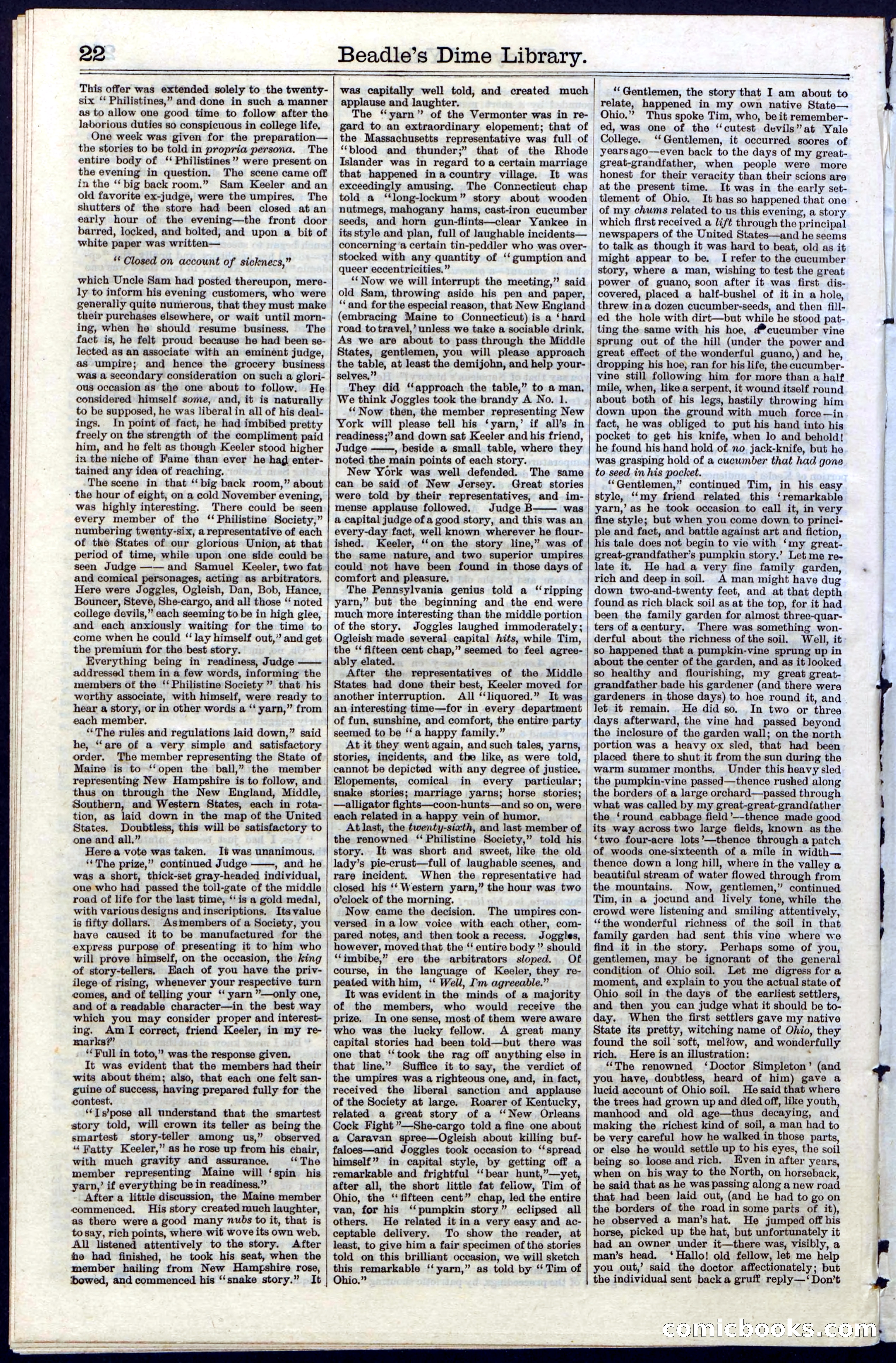 Beadle's New York Dime Library No. 32 — page 22 of 24