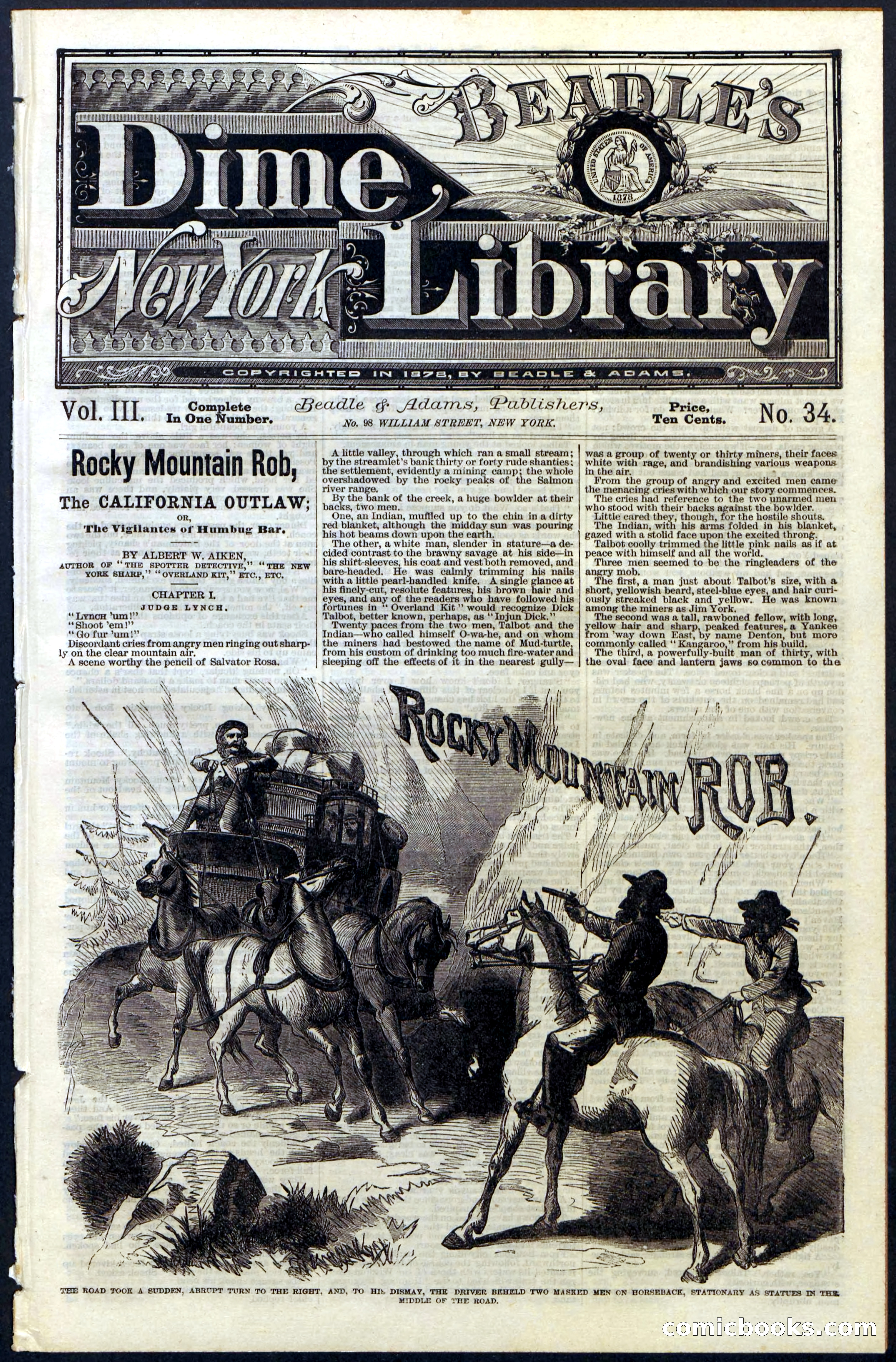 Beadle's New York Dime Library, Vol. III, No. 34 — page 1 of 24