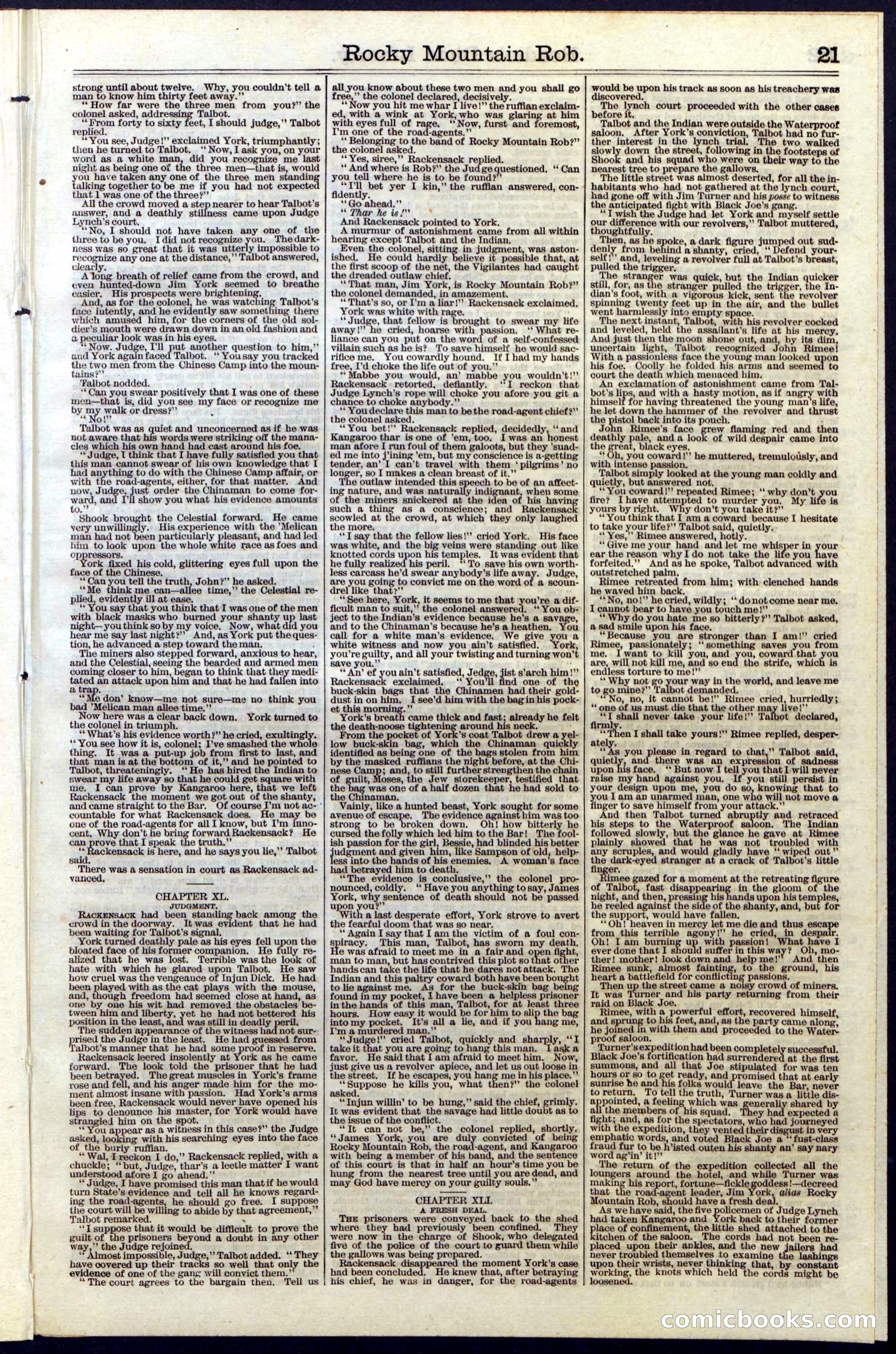 Beadle's New York Dime Library, Vol. III, No. 34 — page 21 of 24