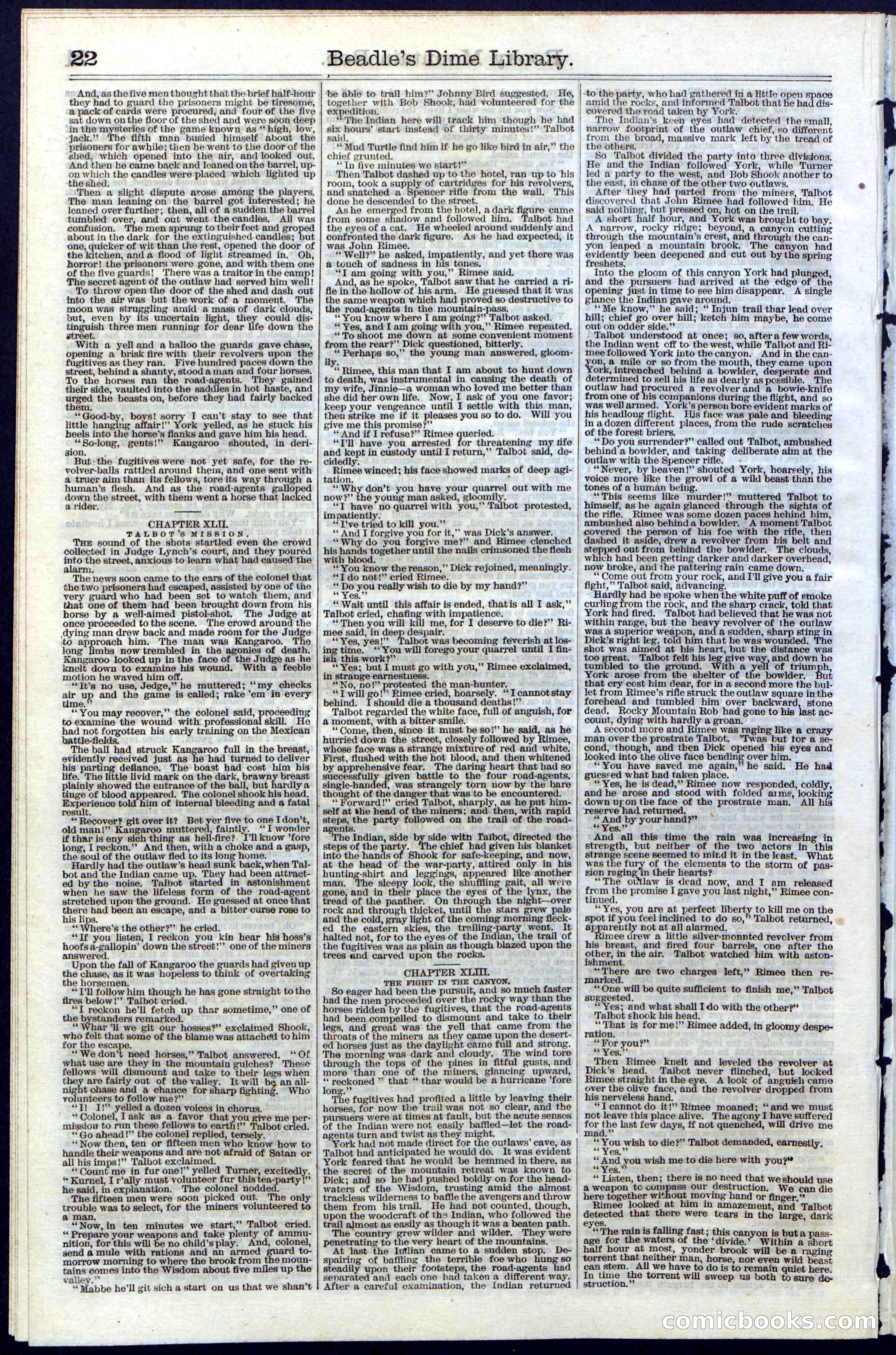 Beadle's New York Dime Library, Vol. III, No. 34 — page 22 of 24