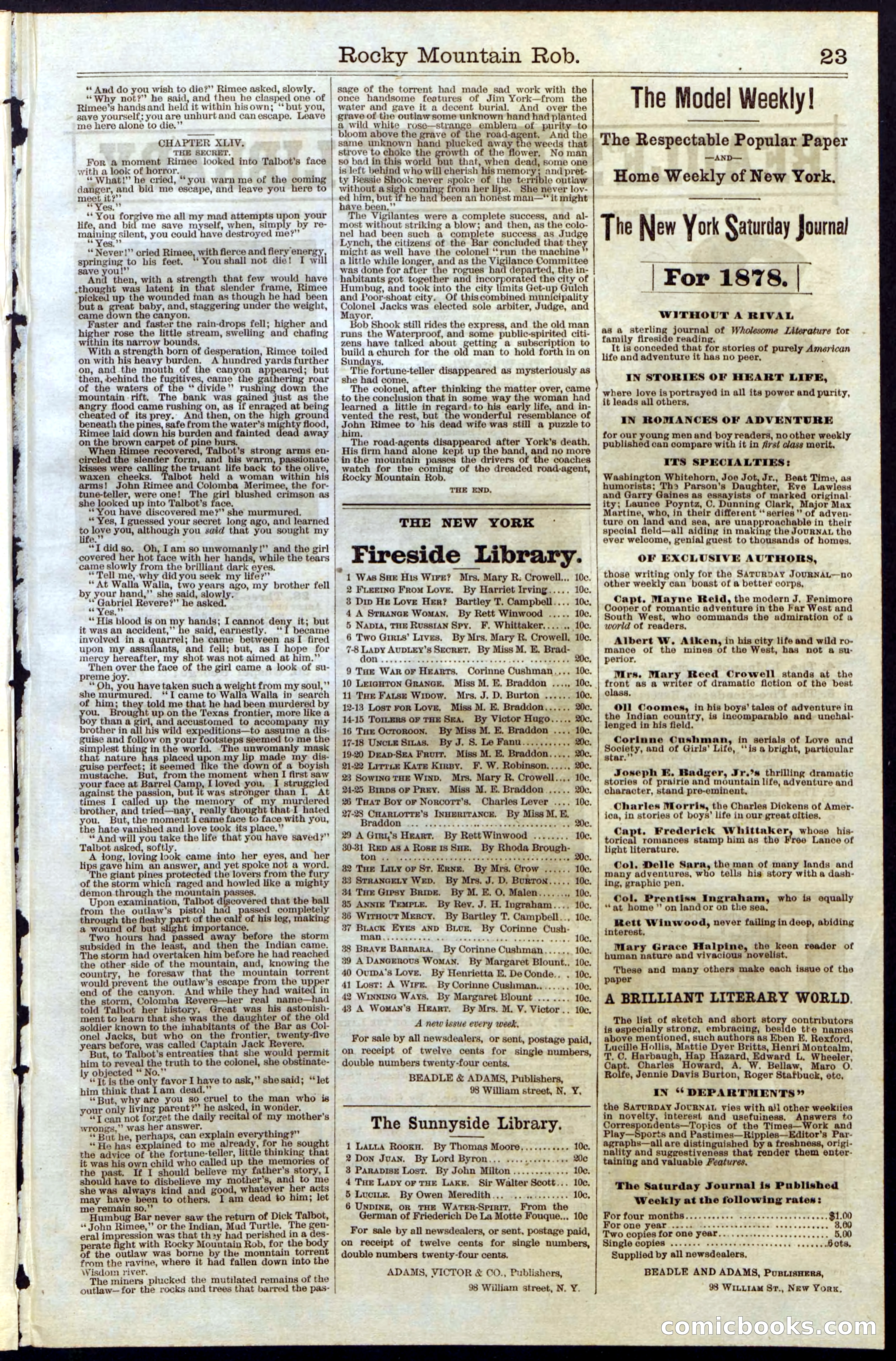 Beadle's New York Dime Library, Vol. III, No. 34 — page 23 of 24