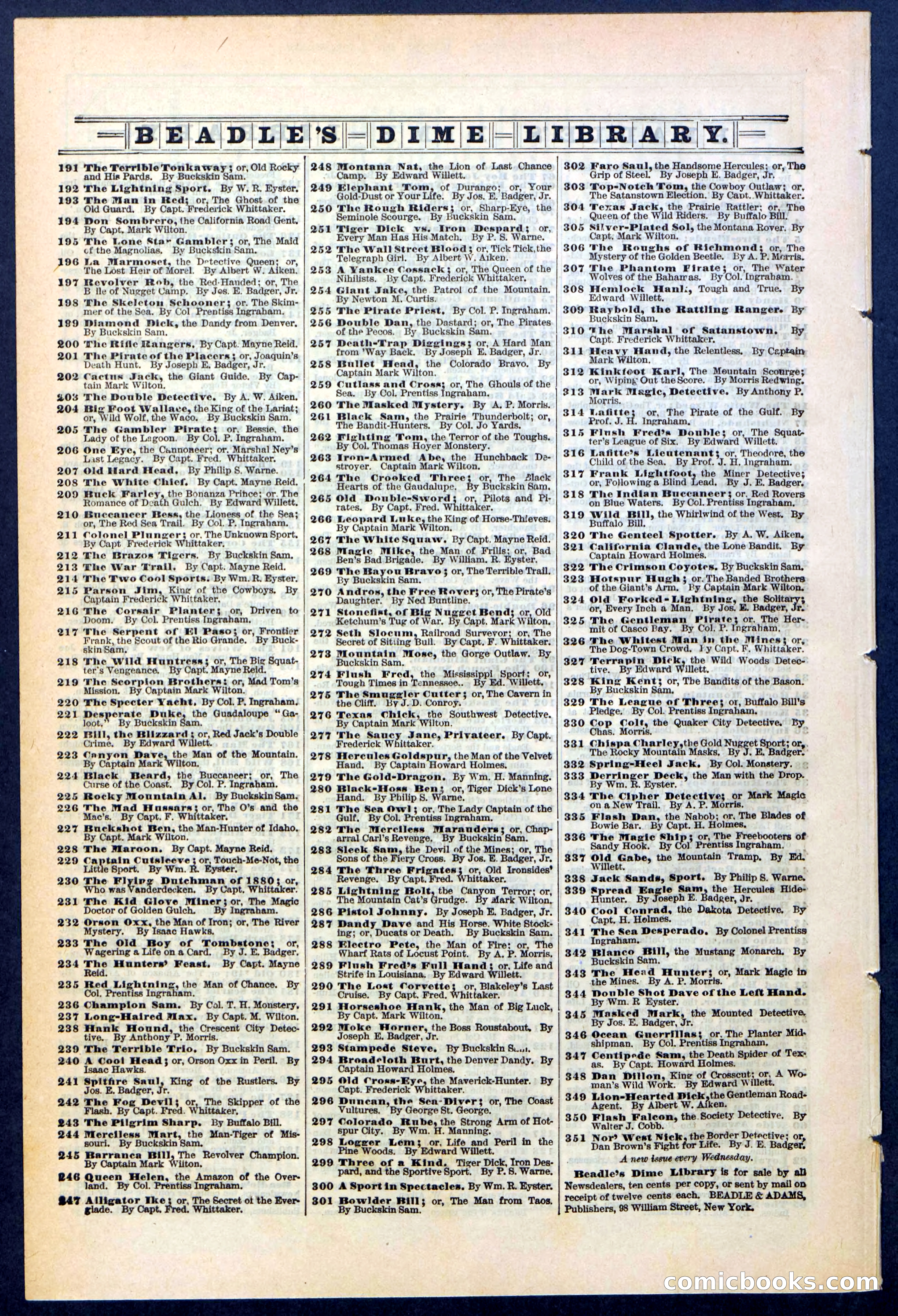 Beadle's Dime Library, No. 348 — page 32 of 32