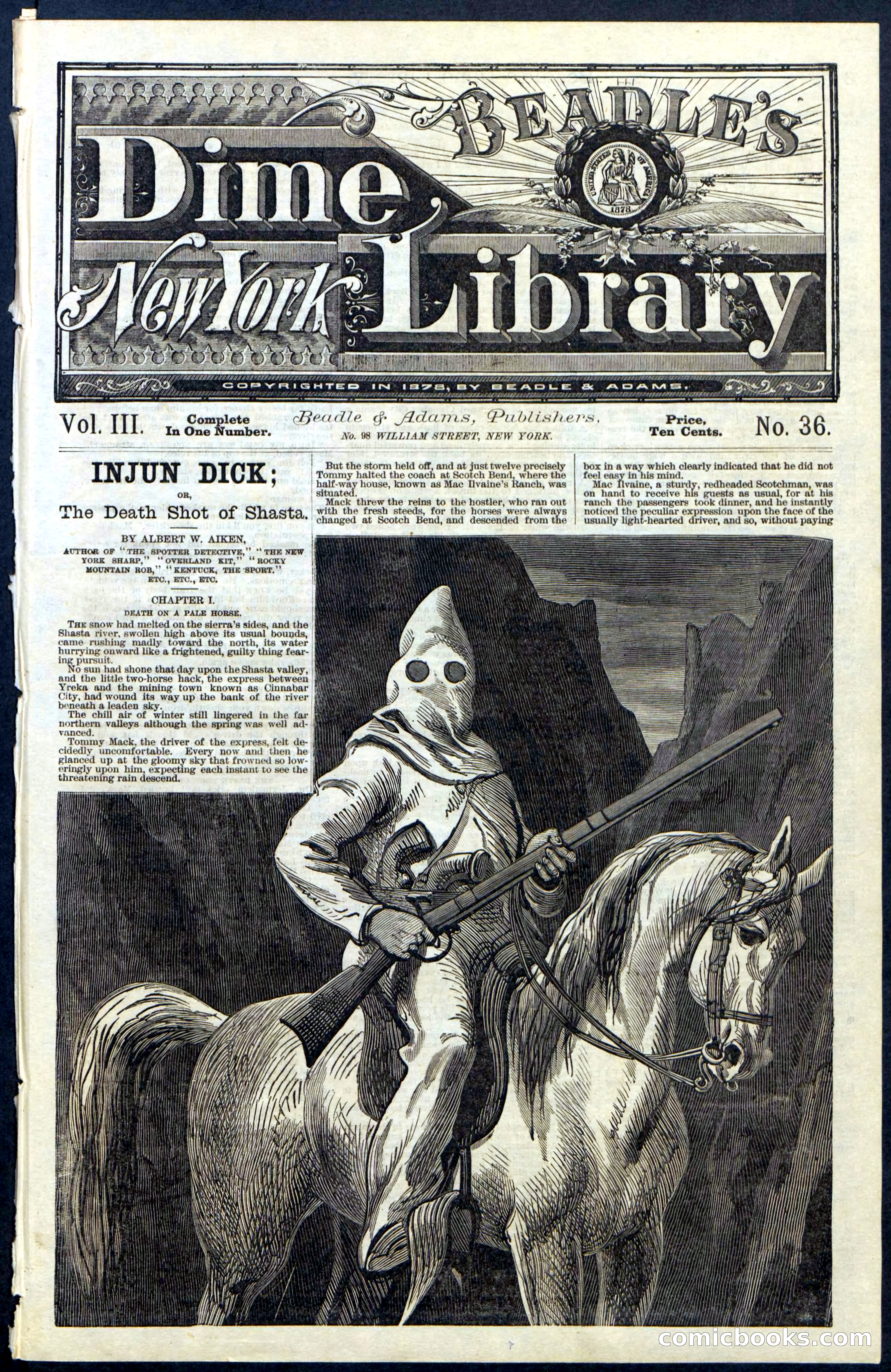 Beadle's New York Dime Library, No. 36 — page 1 of 24