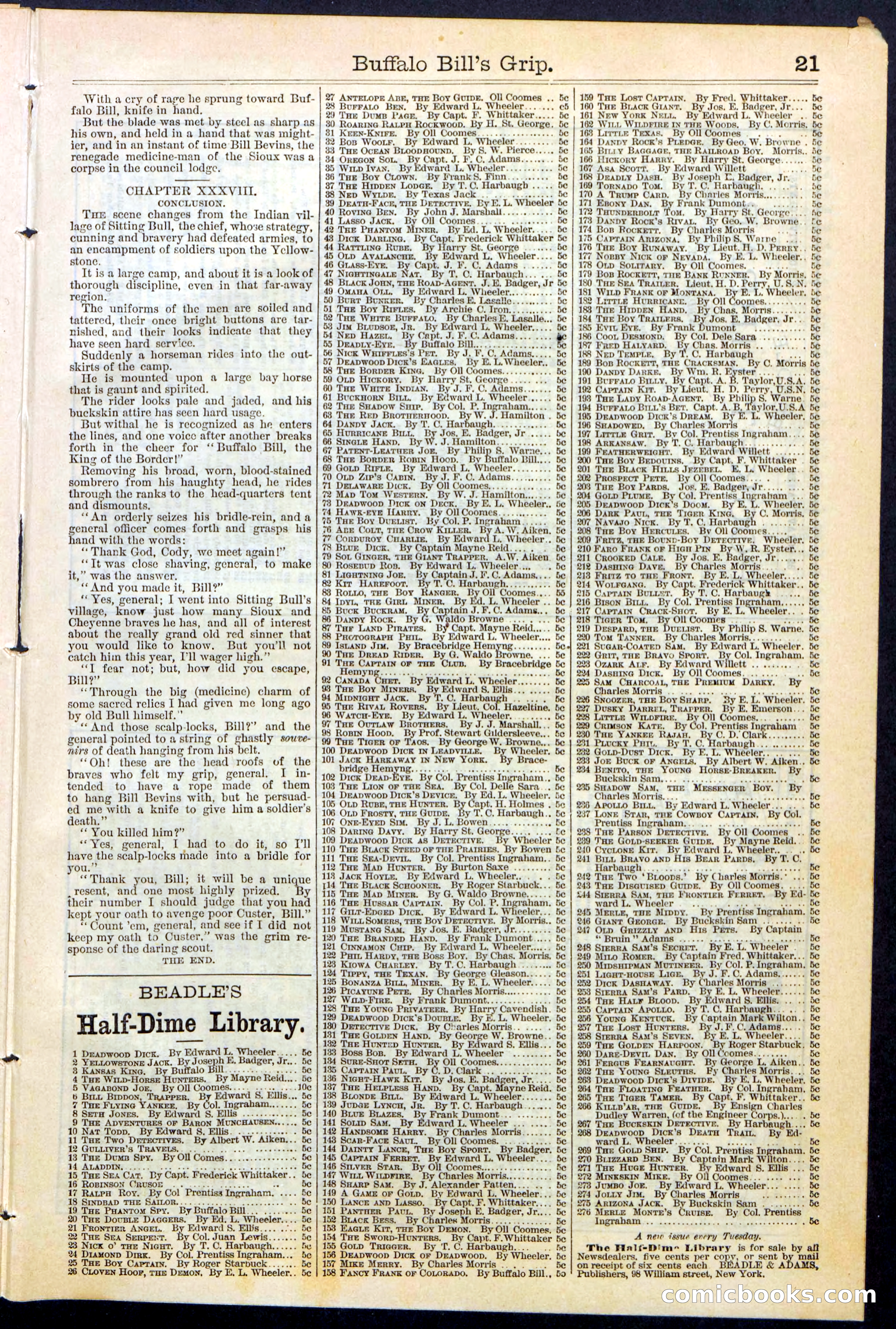 Beadle's Dime Library No. 362 — page 21 of 24