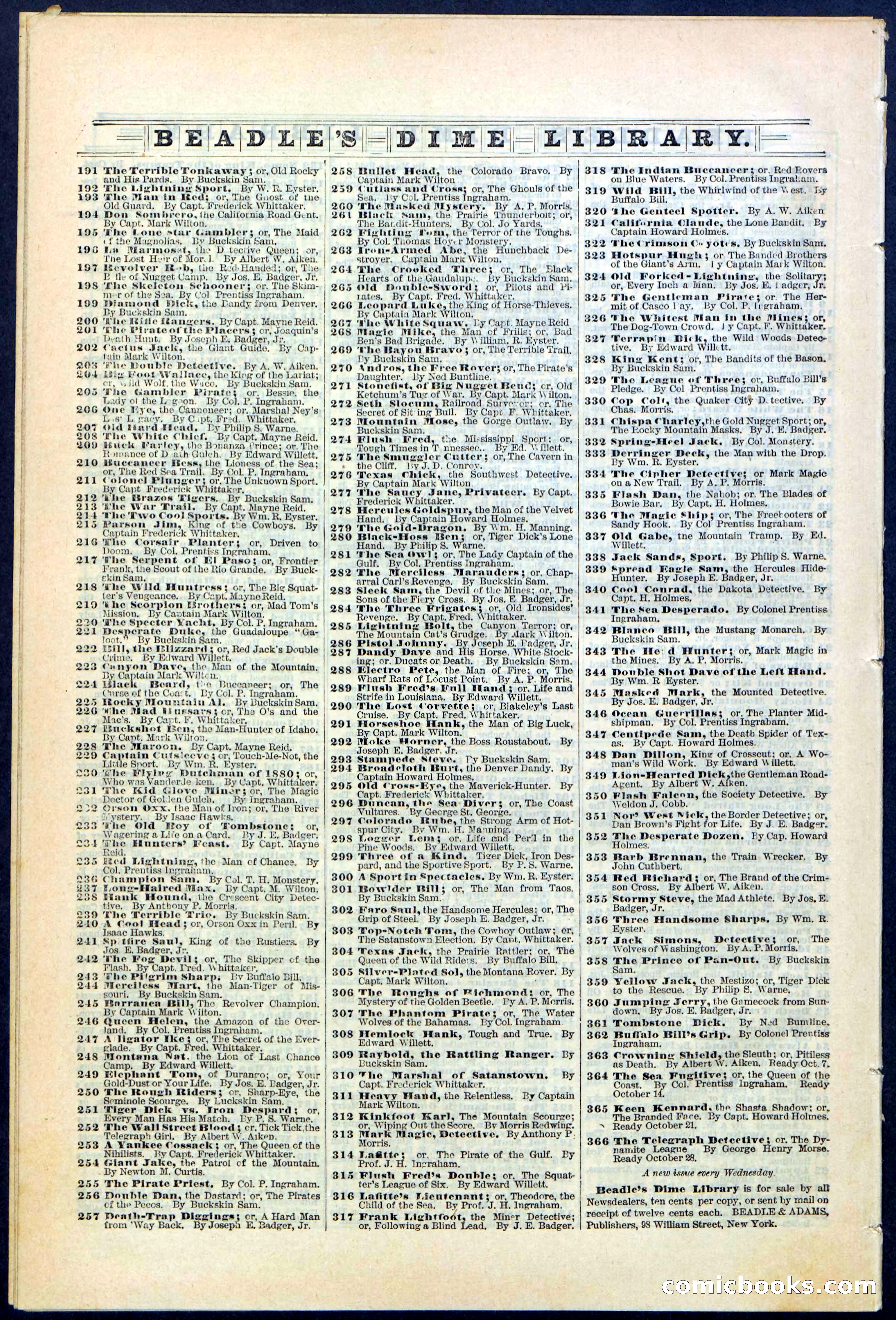 Beadle's Dime Library No. 362 — page 24 of 24