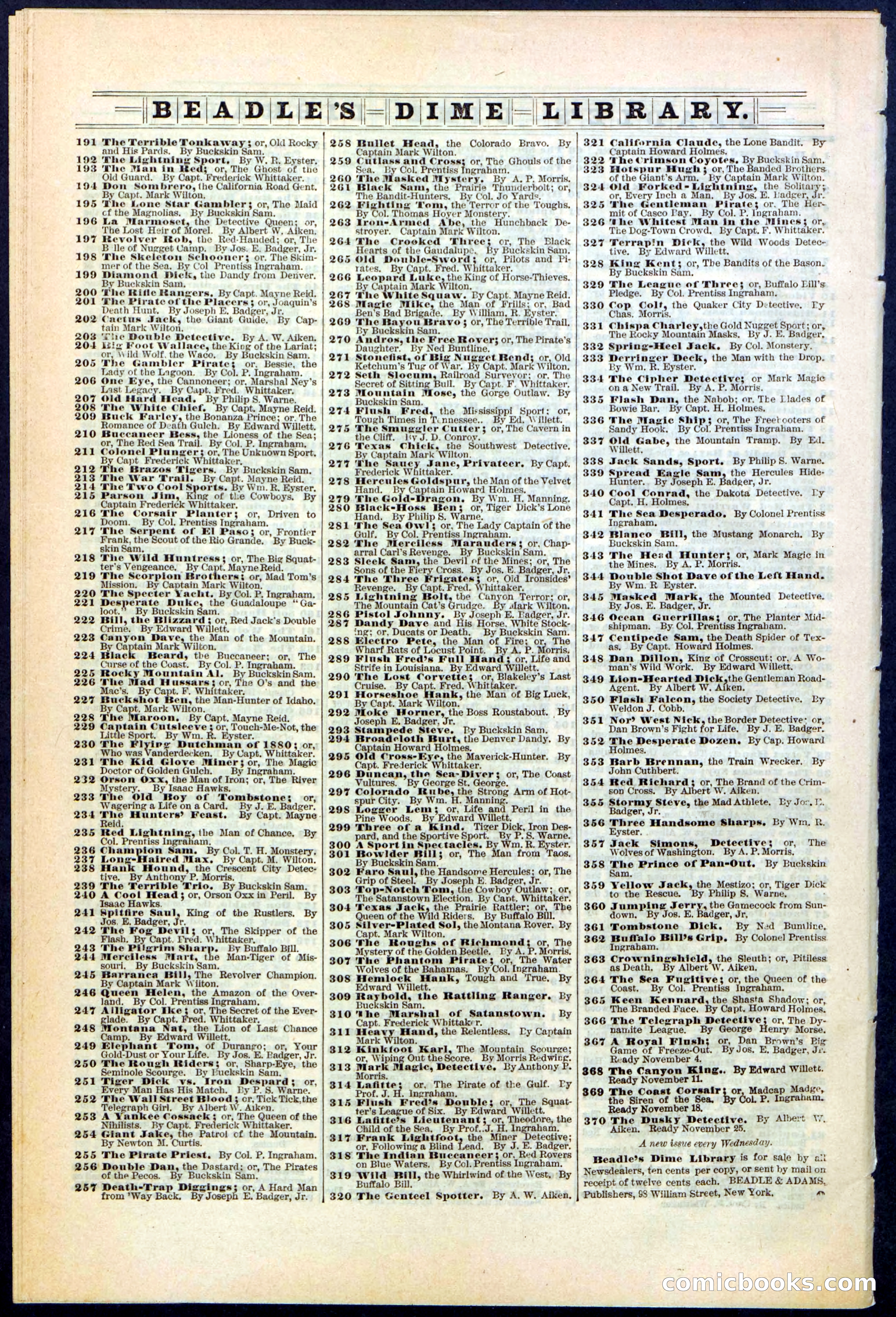 Beadle's Dime Library No. 366 — page 32 of 32